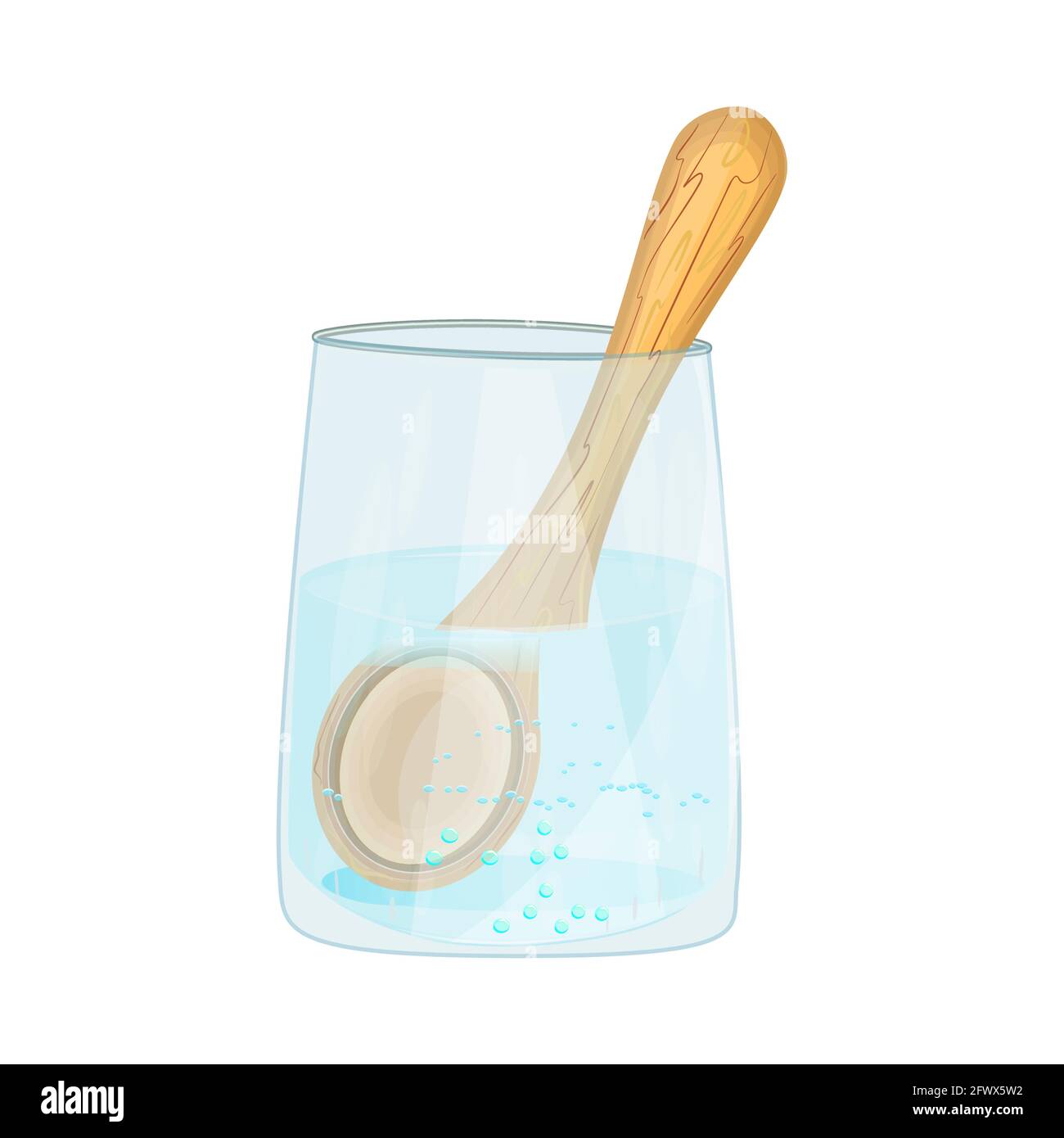 Refraction of light. Water causes light to deflect. Glass with water and spoon. Optic lens effect and change of angle. Physics experiment. Vector Stock Vector