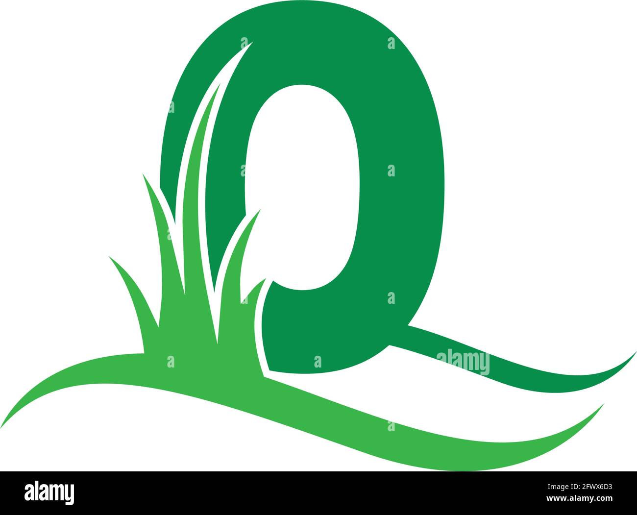 Letter O behind a green grass icon logo design vector template Stock Vector