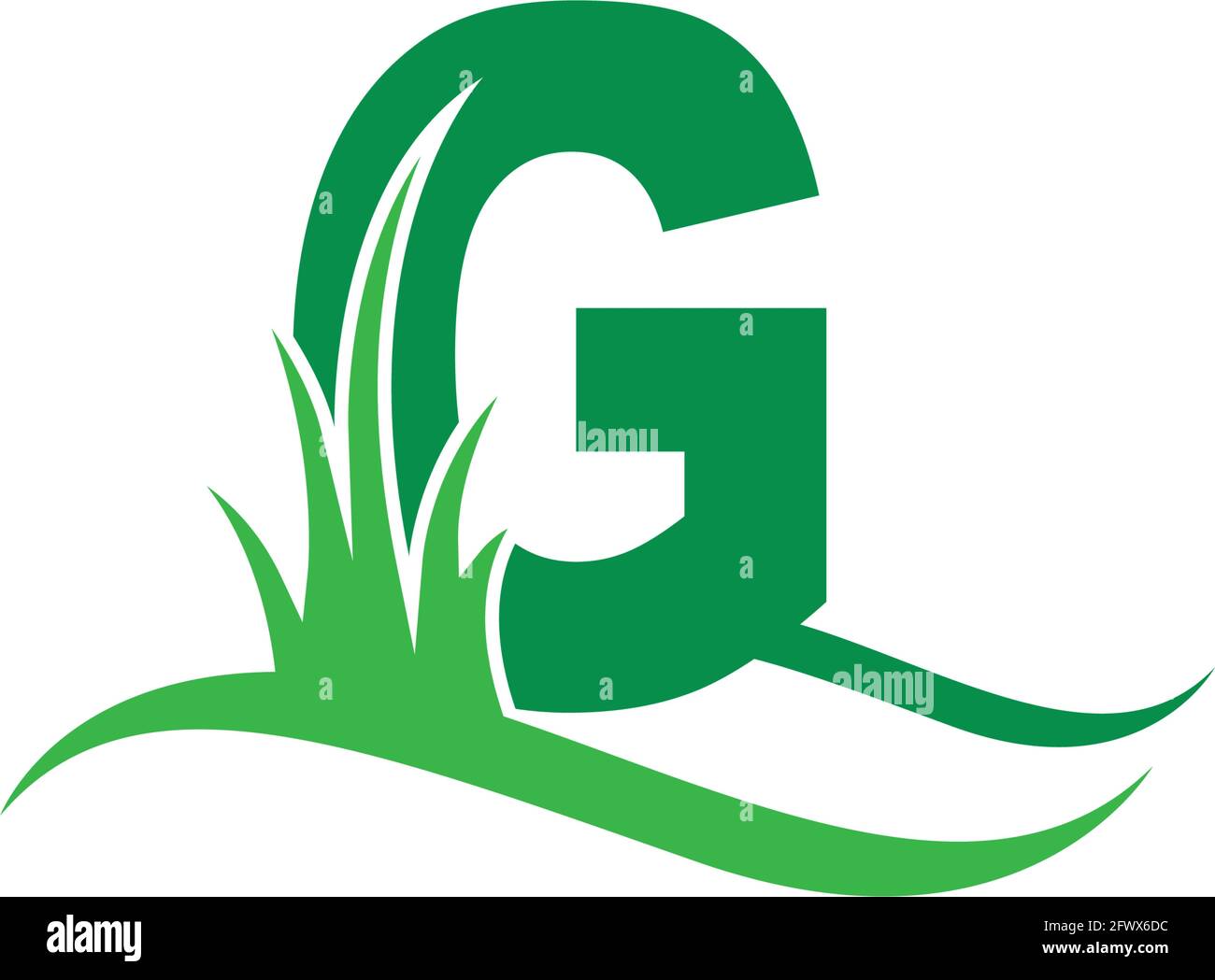 Letter G behind a green grass icon logo design vector template Stock Vector