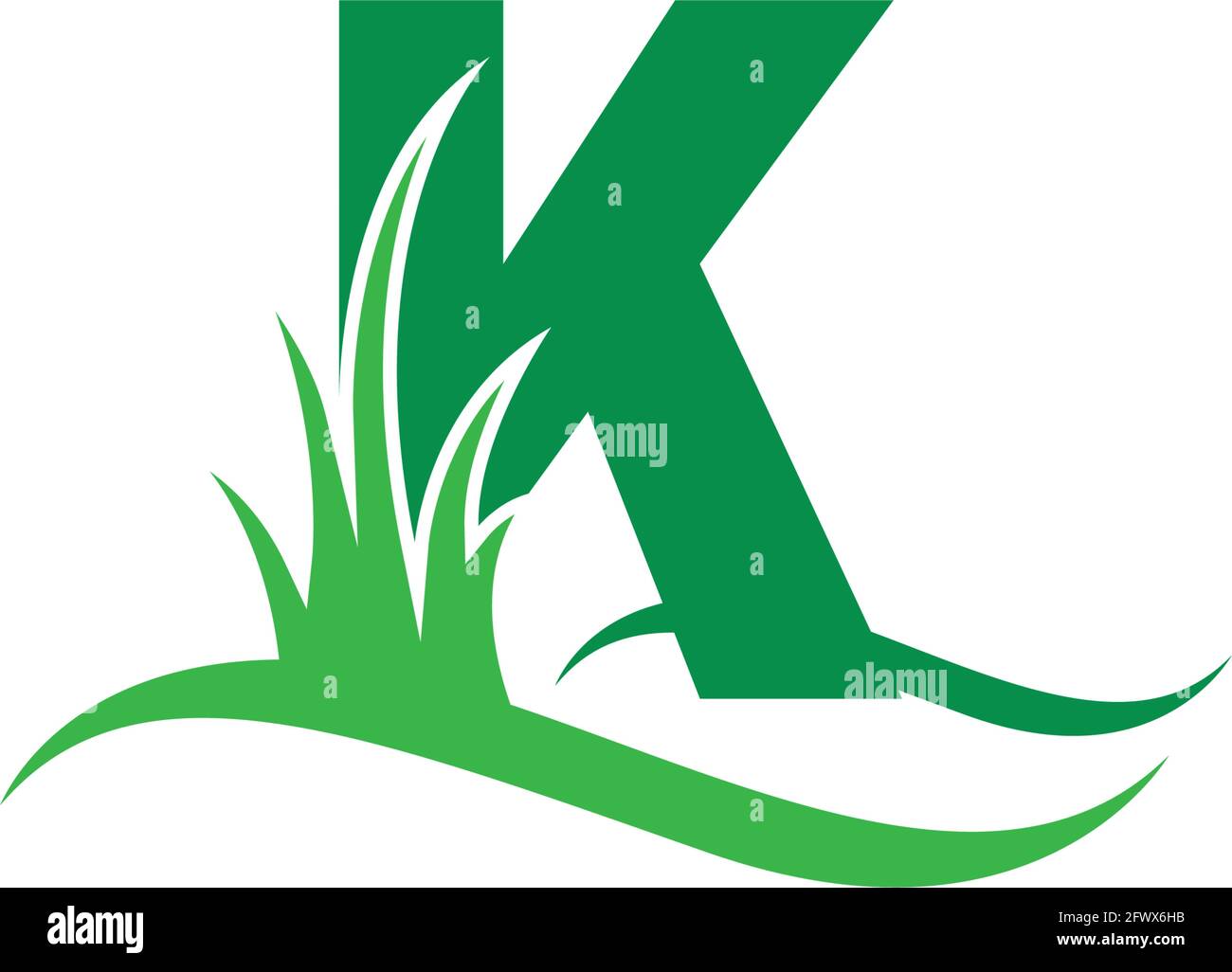 Letter K behind a green grass icon logo design vector template Stock ...