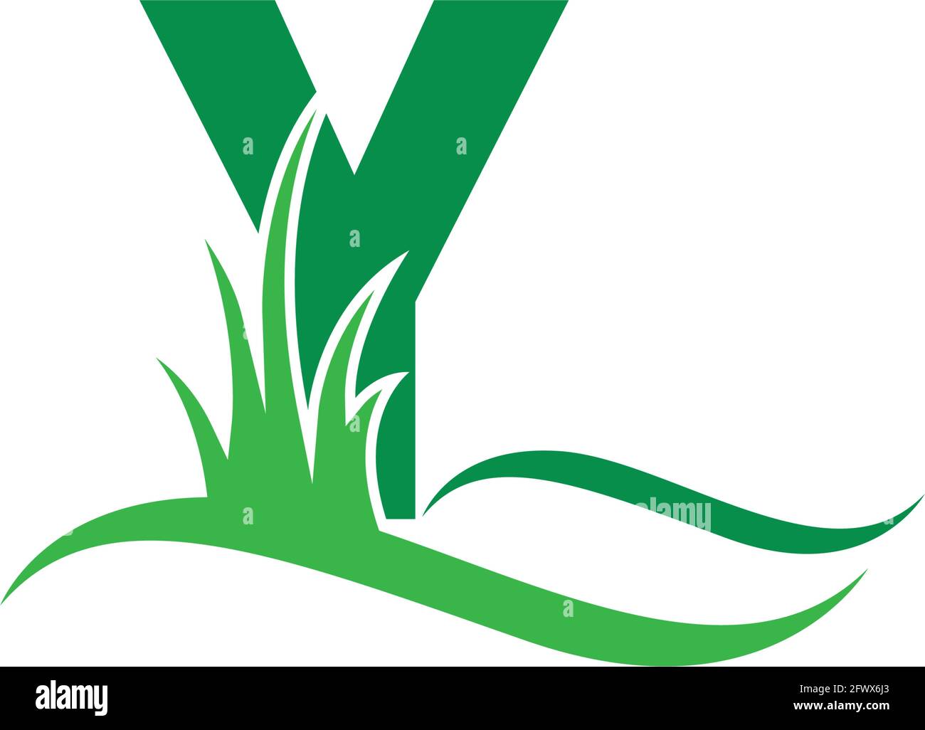 Letter Y behind a green grass icon logo design vector template Stock ...