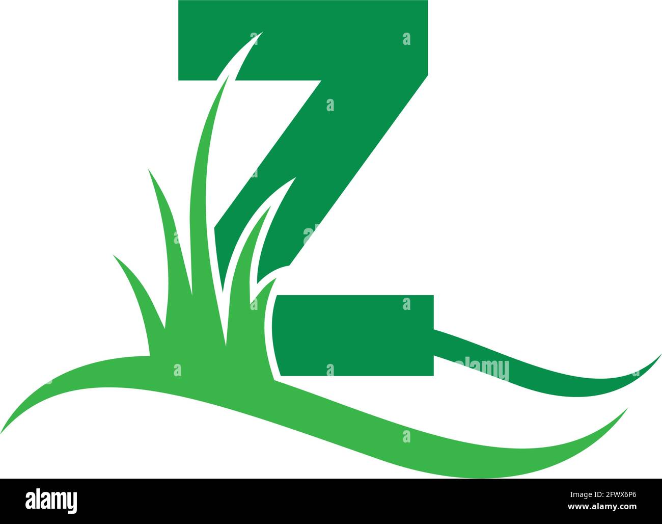 Letter Z behind a green grass icon logo design vector template Stock ...