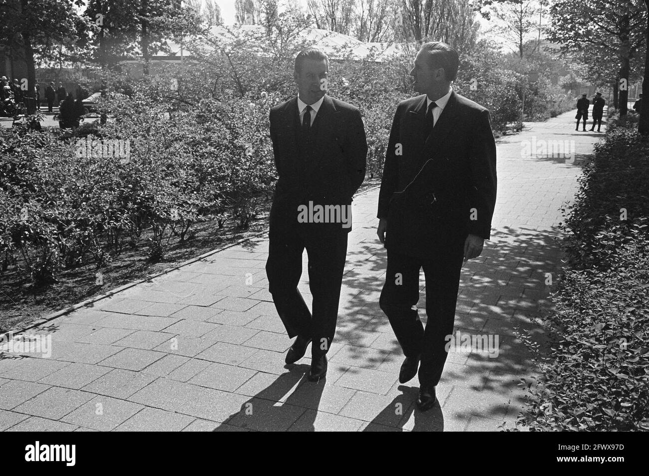 Opening NATO conference at The Hague, Schroder and prof. Carstens, May 12, 1964, The Netherlands, 20th century press agency photo, news to remember, documentary, historic photography 1945-1990, visual stories, human history of the Twentieth Century, capturing moments in time Stock Photo