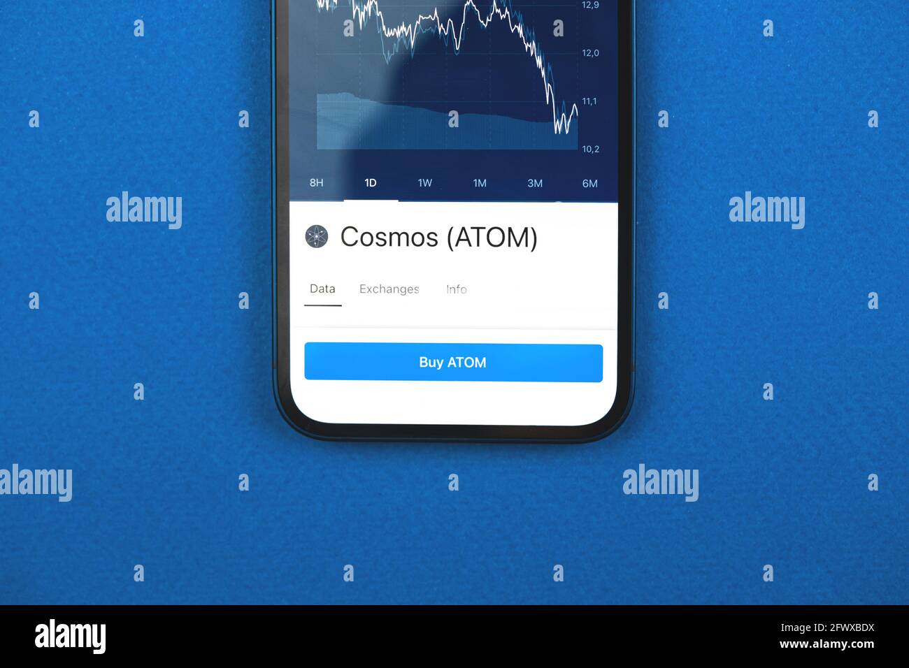 Cosmos ATOM symbol. Trade with cryptocurrency, digital and virtual money,  banking with mobile phone concept. Business workspace, table top view Stock  Photo - Alamy