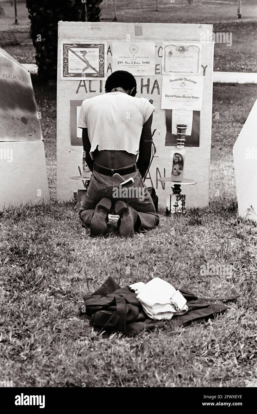 Praying Vietnam Veteran Stock Photo