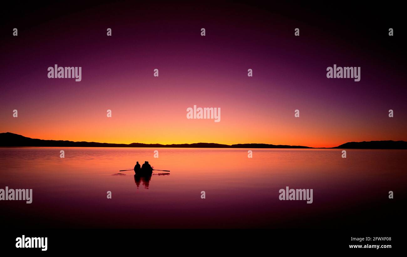 Pyramid Lake with Rowboat Stock Photo Alamy