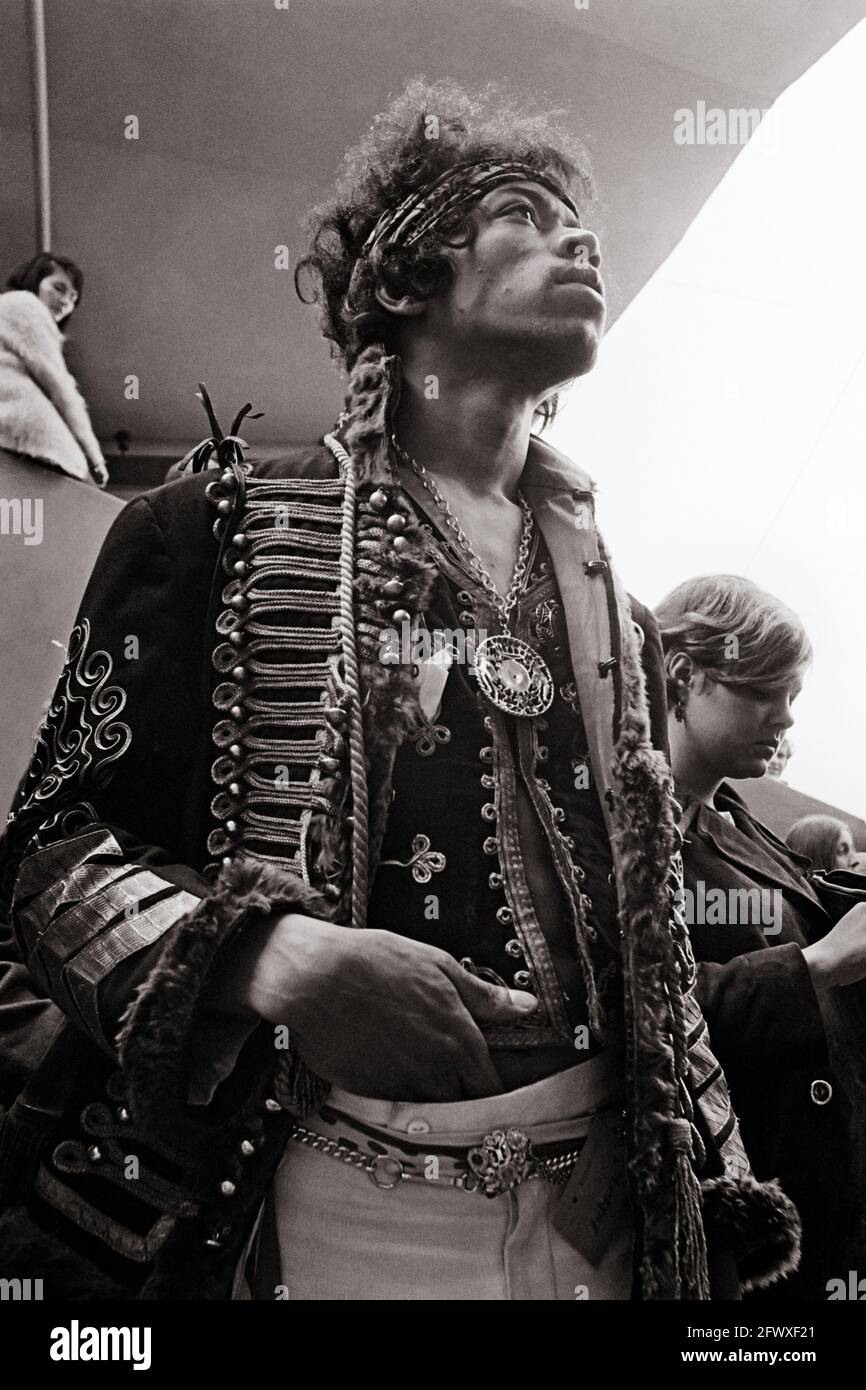 Jimi Hendrix at Monterey Pop Festival; 1967 Stock Photo