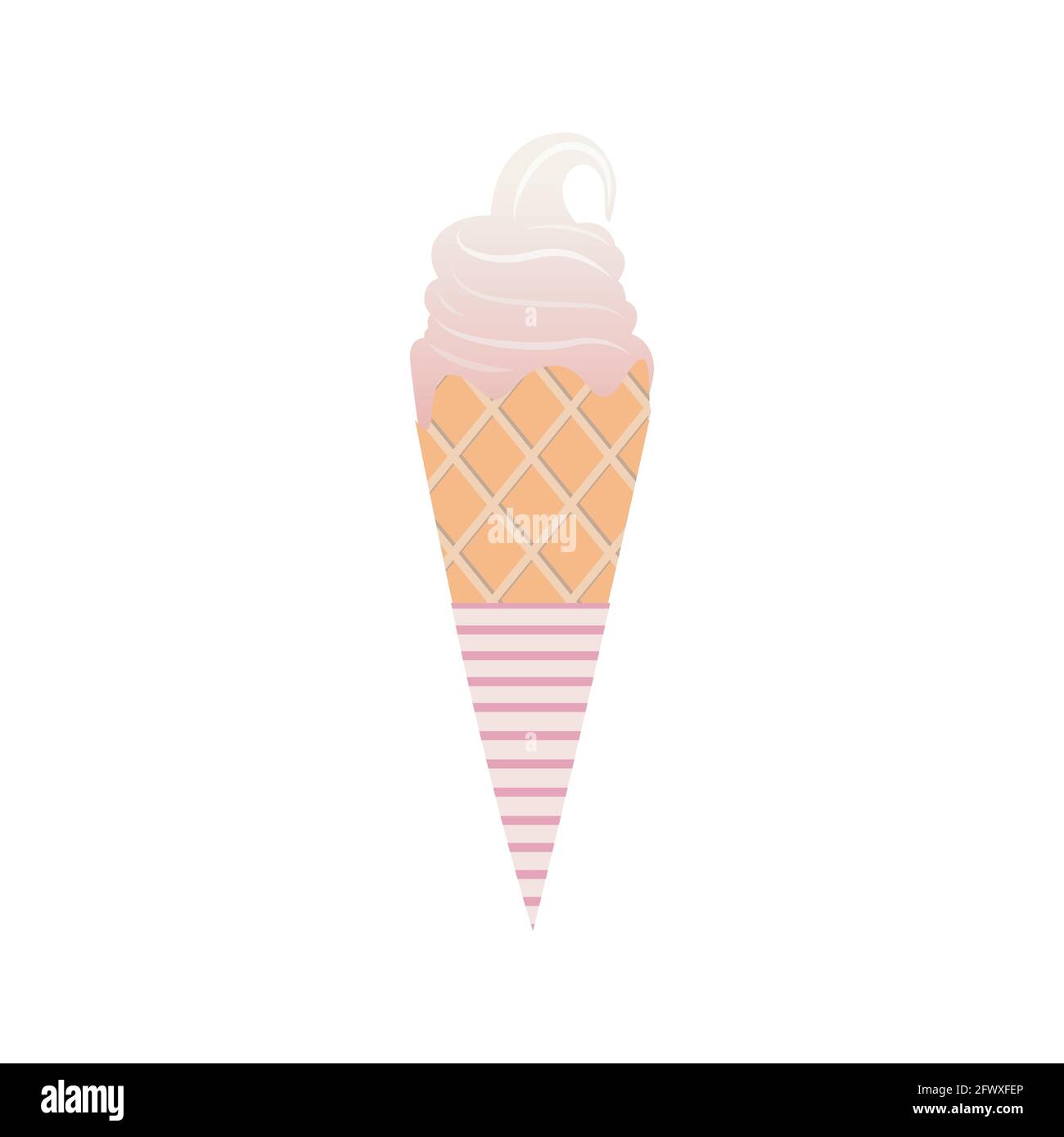 Waffle cone Vector icon in flat design Classic vanilla ice cream in ...