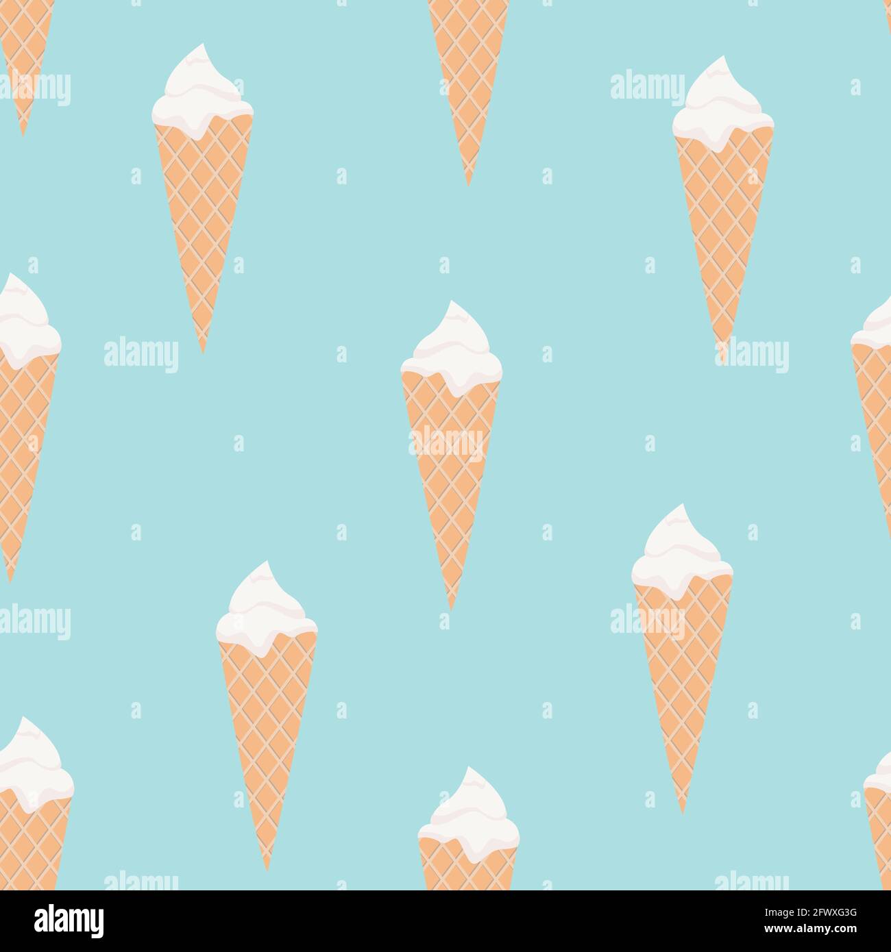 Vector seamless pattern with waffle cones Flat design Classic vanilla ice  cream on turquoise background Stock Vector Image \u0026 Art - Alamy, image size:1300x1390