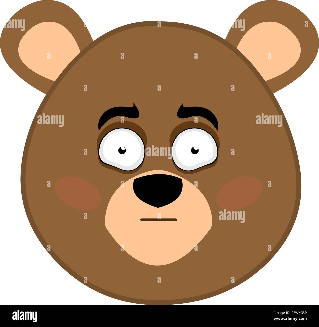 Vector illustration of emoticon of the face of a cartoon bear with a