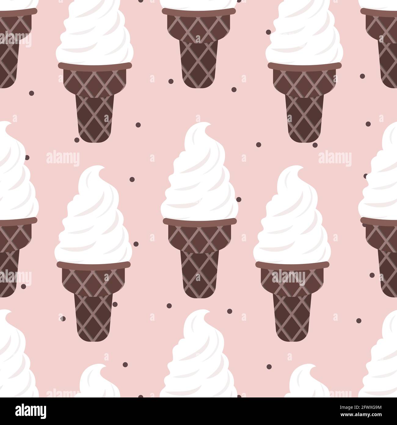 Vector cute seamless pattern with cream Flat design Vanilla ice cream ...