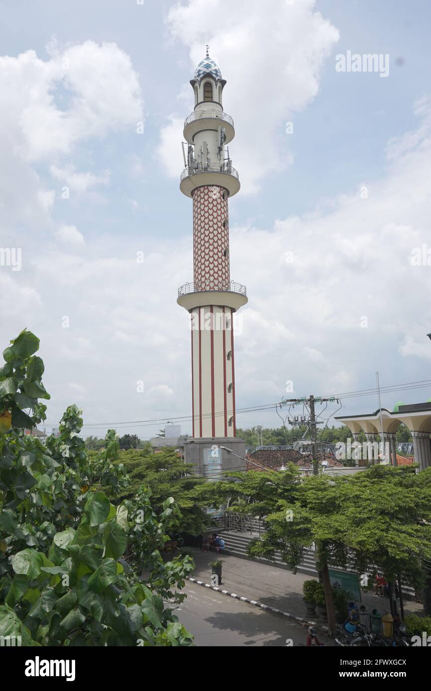 The tower of Masjid Agung Kediri (Kediri Great Mosque) Stock Photo