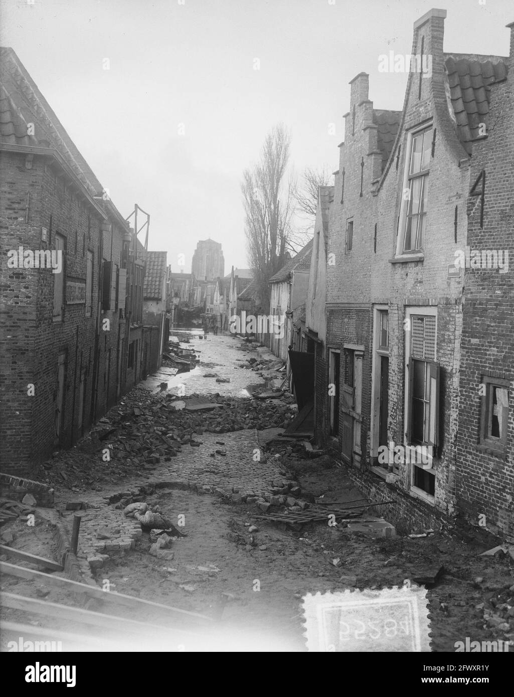 Havoc in the Karsteil in Zierikzee, February 5, 1953, townscapes, streets, devastation, flood, The Netherlands, 20th century press agency photo, news Stock Photo