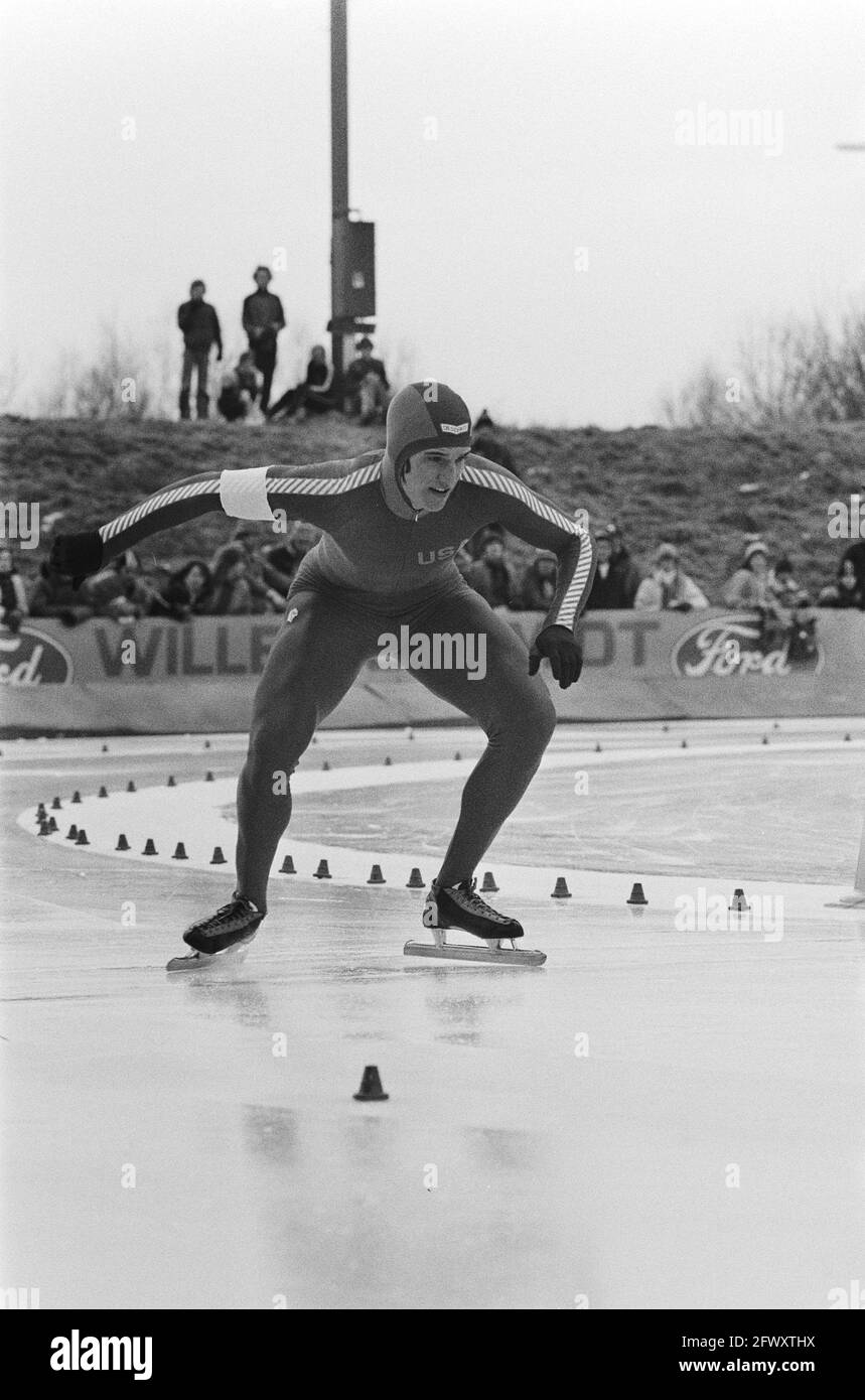 Eric Heiden (United States) at the start of his ride in the 500 meters, February 25, 1979, skating, sports, The Netherlands, 20th century press agency Stock Photo