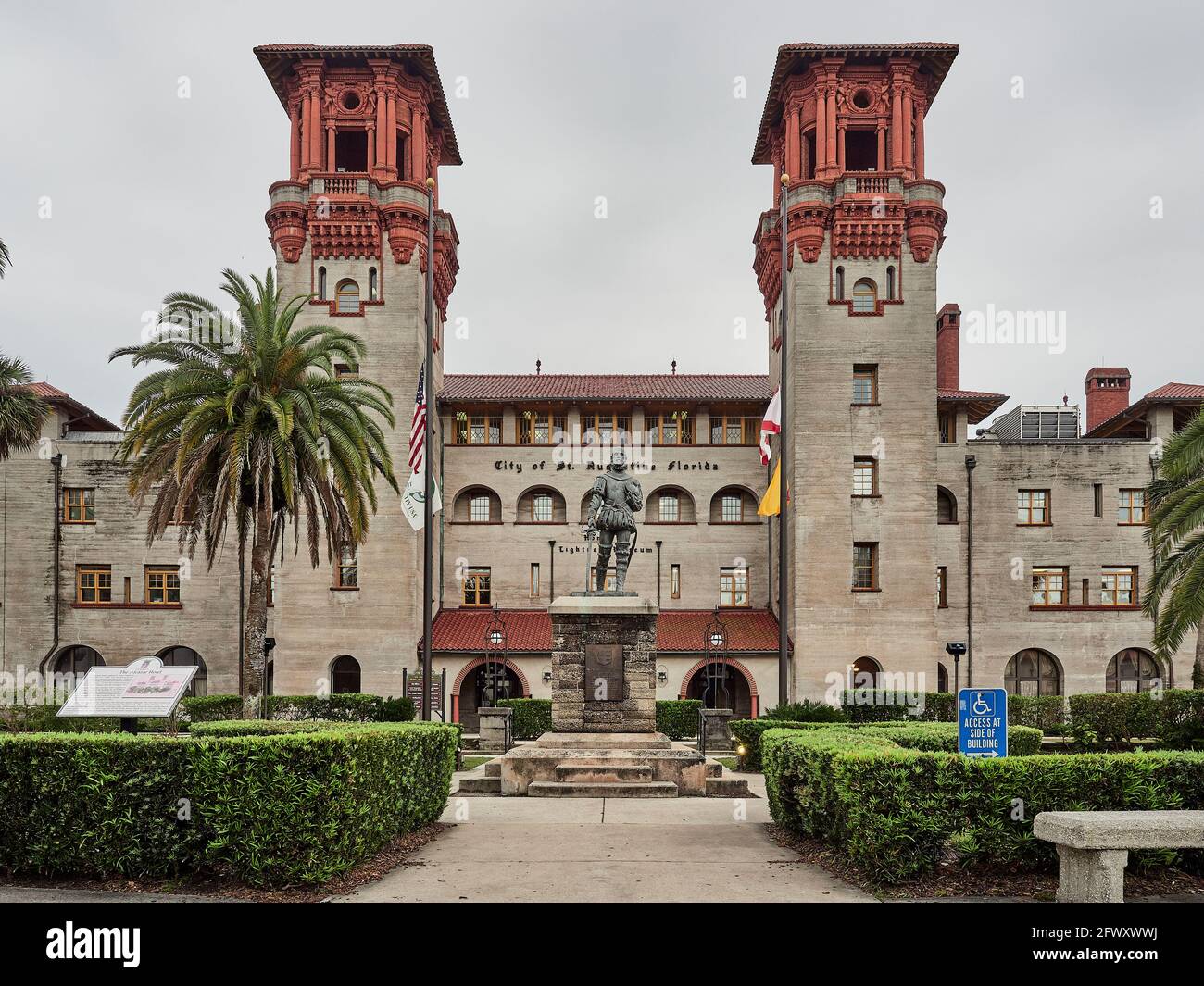 Front entrance to the Alcazar Hotel and Lightner Museum in St Augustine Florida, USA Stock Photo
