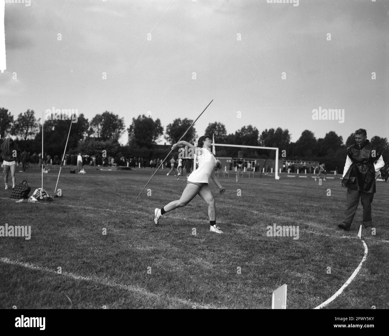 Athletics ladies Netherlands against France at Delft. Javelin throw H