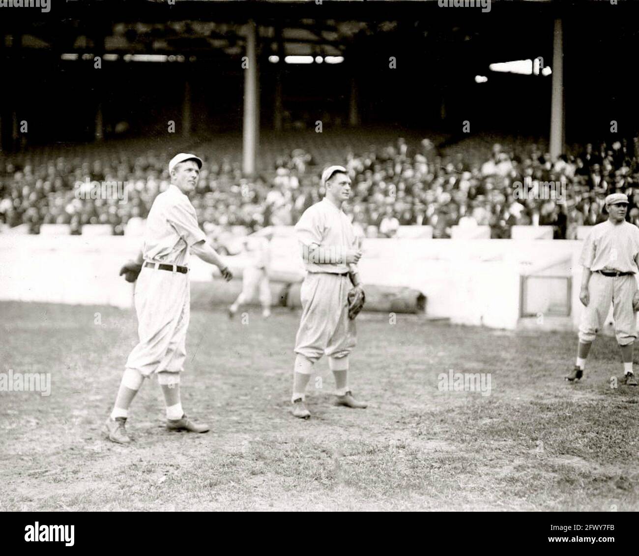 Christy Mathewson and Jeff Tesreau, New York Giants, at Polo Grounds 1914. Stock Photo