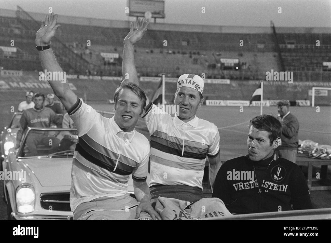 Revanches world championships cycling in Olympic Stadium Amsterdam; honoring Cees Stam, Rudolph (Germany), pacer Walraven, August 20, 1970, honoring, sports, stayers, cycling, The Netherlands, 20th century press agency photo, news to remember, documentary, historic photography 1945-1990, visual stories, human history of the Twentieth Century, capturing moments in time Stock Photo