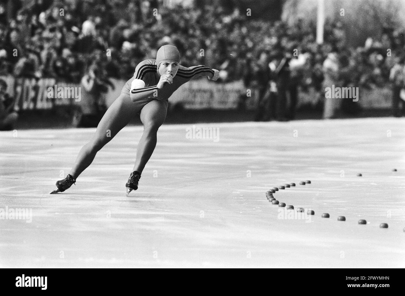 Ria Visser at the 1500 meters, January 23, 1983, speed skating, speed skating competitions, sports, The Netherlands, 20th century press agency photo, news to remember, documentary, historic photography 1945-1990, visual stories, human history of the Twentieth Century, capturing moments in time Stock Photo