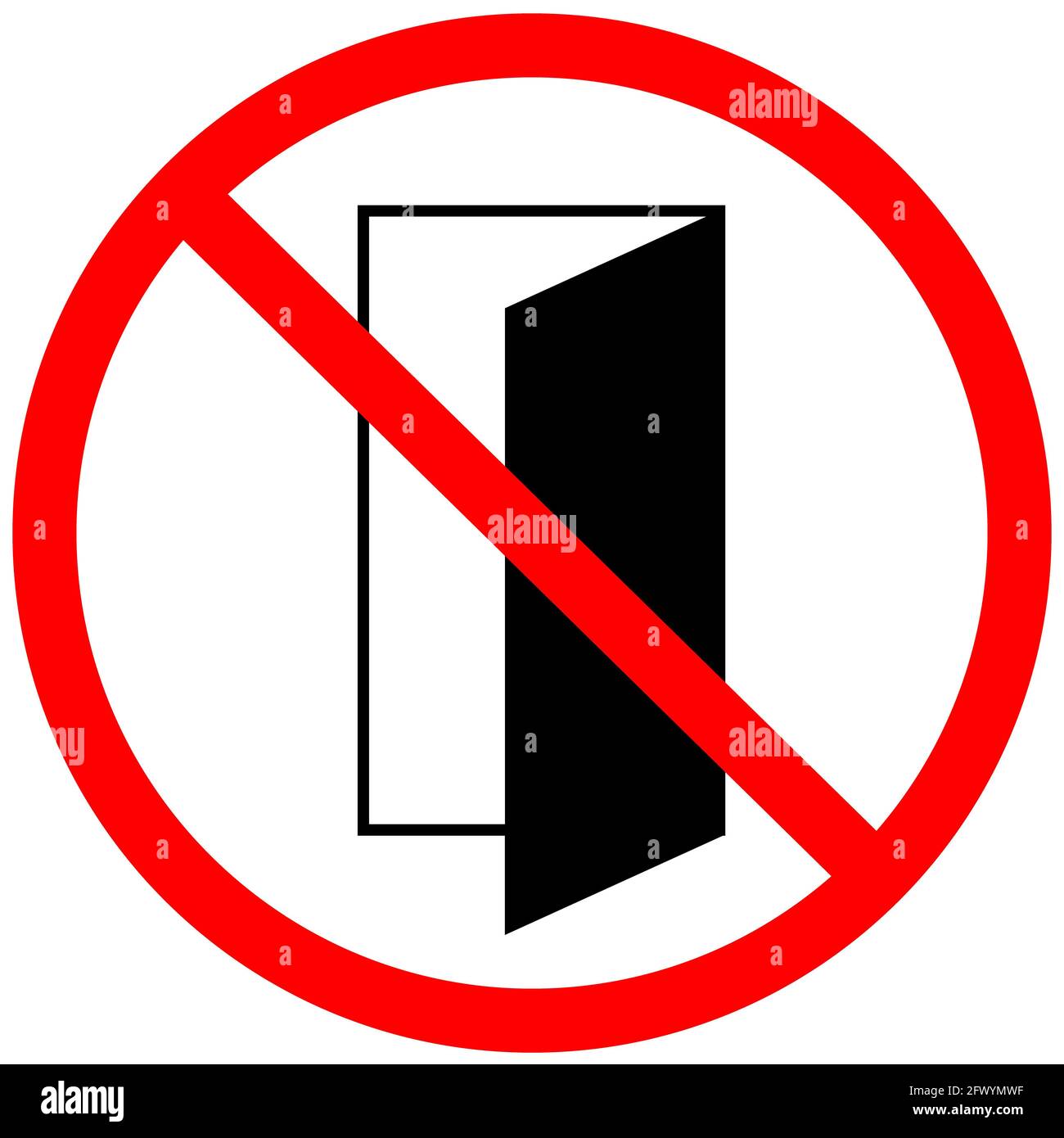 do not close the door sign on white background. forbidden symbol