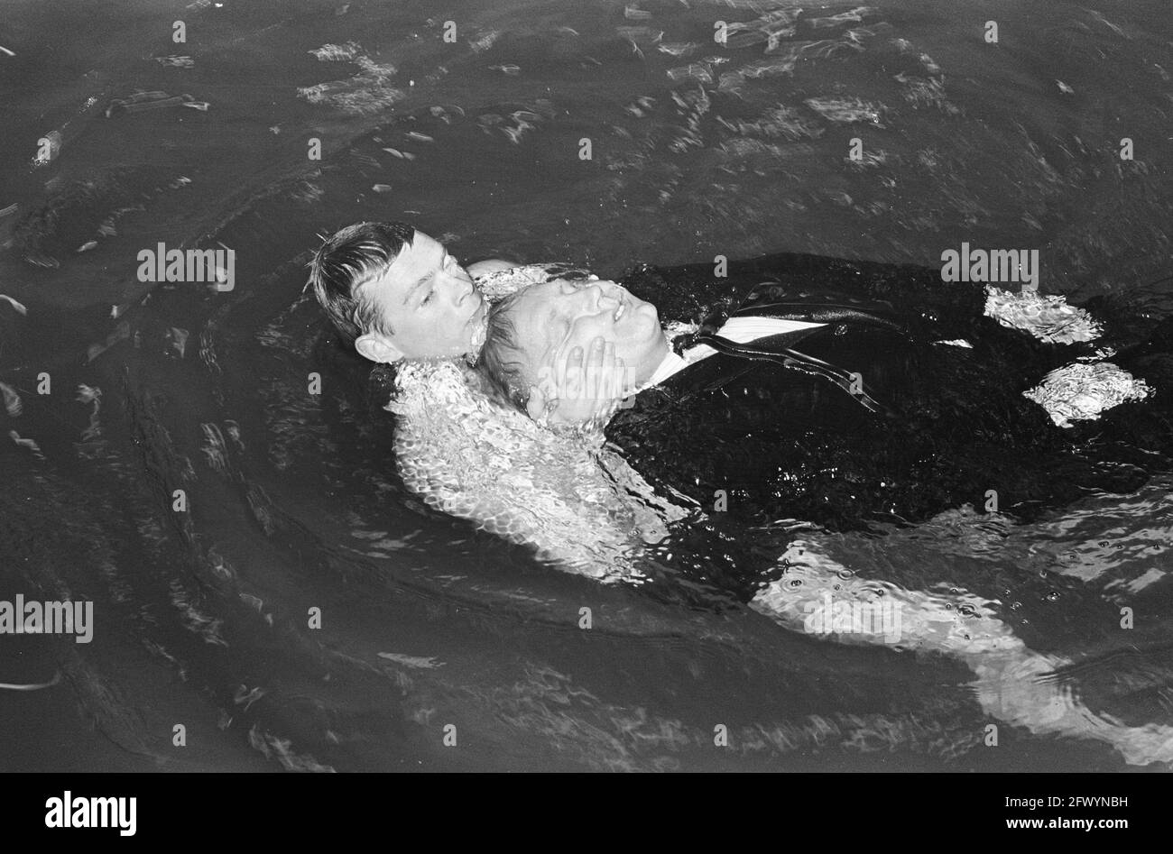 Water lessons, swimming rescue, 2 May 1966, DRIVING CLASSES, SWIMMING, The Netherlands, 20th century press agency photo, news to remember, documentary, historic photography 1945-1990, visual stories, human history of the Twentieth Century, capturing moments in time Stock Photo