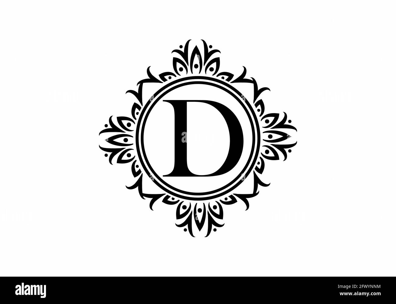 Black initial D letter in classic frame design Stock Vector Image & Art ...