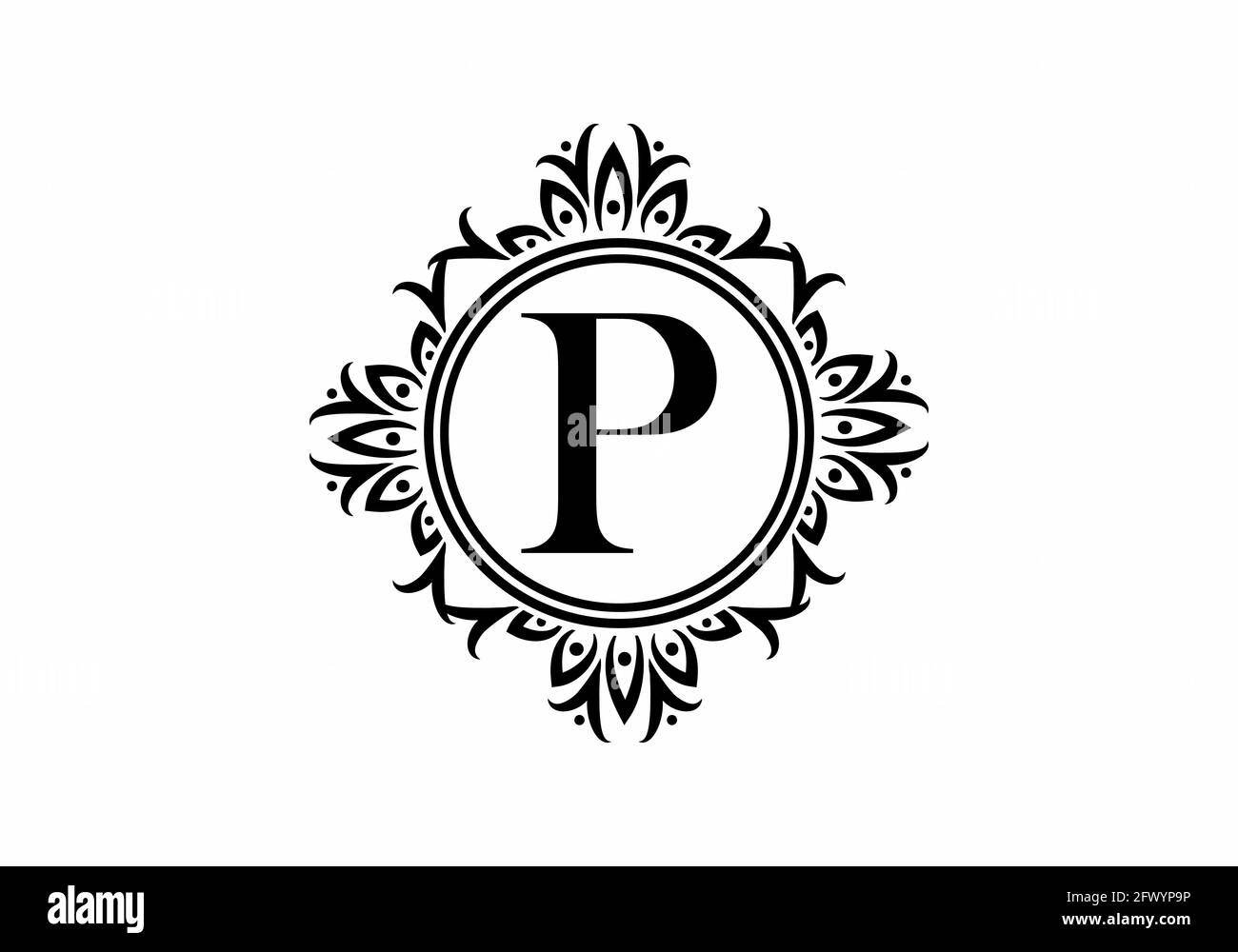 Black initial P letter in classic frame design Stock Vector Image & Art -  Alamy
