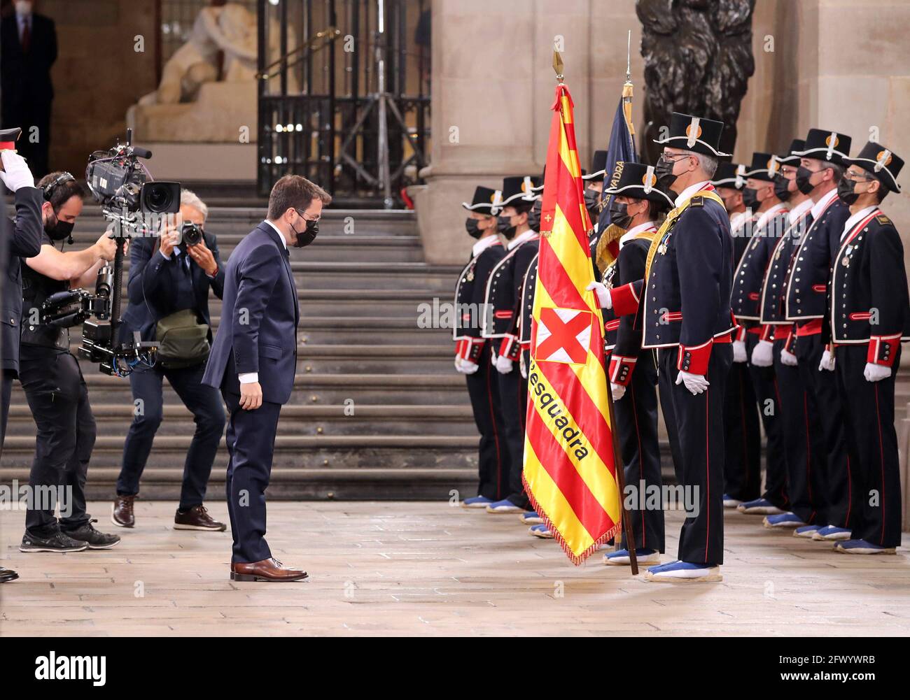 Barcelona, Spain. 24th May, 2021. May 24, 2021, Barcelona, Catalonia, Spain: Pere Aragones upon his arrival at the Palau de la Generalitat to be proclaimed President of the Generalitat of Catalonia. Photo: JGS/Cordon Press. Credit: CORDON PRESS/Alamy Live News Stock Photo