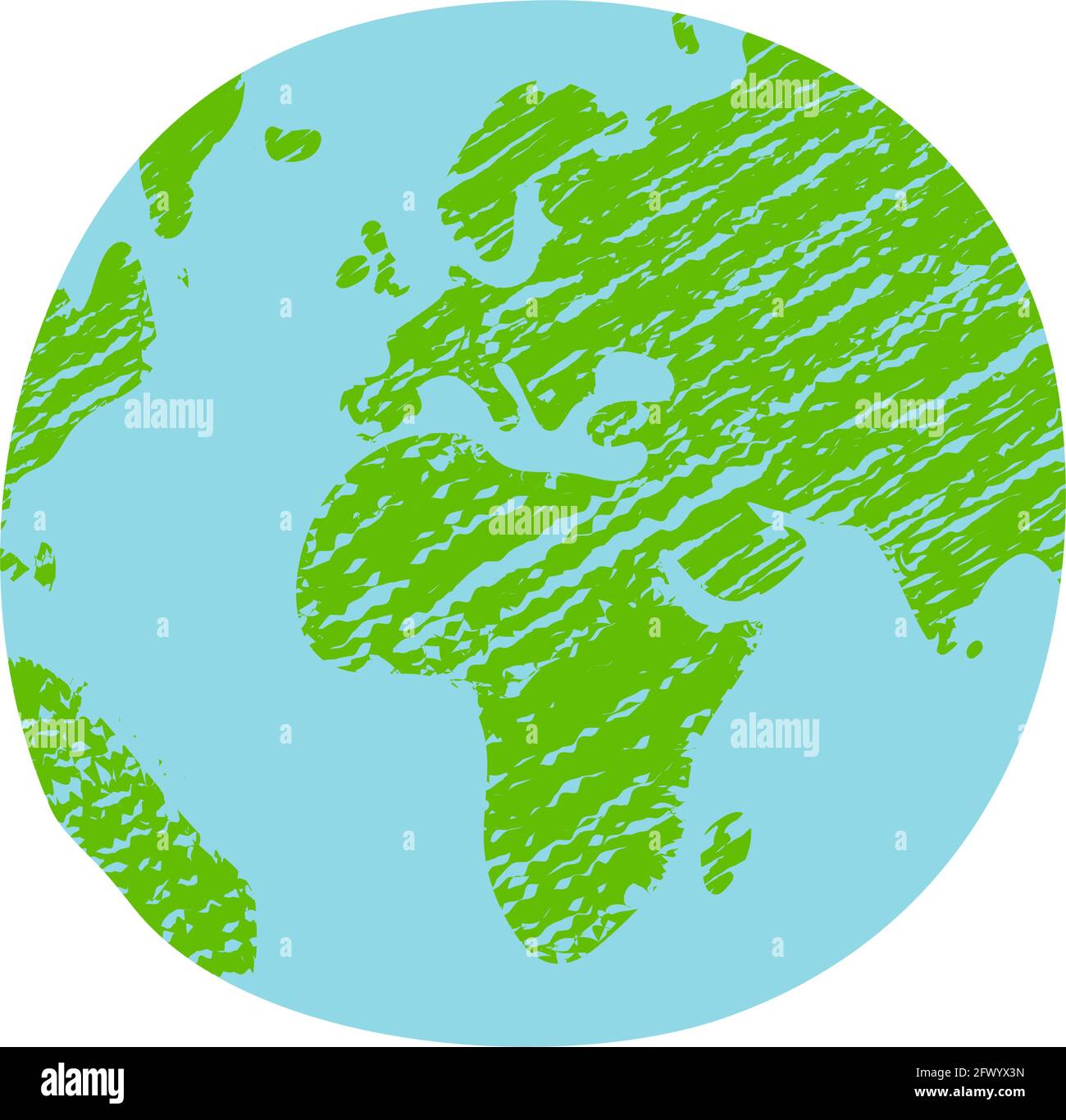 Chalked vector grunge earth (world map, globe)  illustration Stock Vector