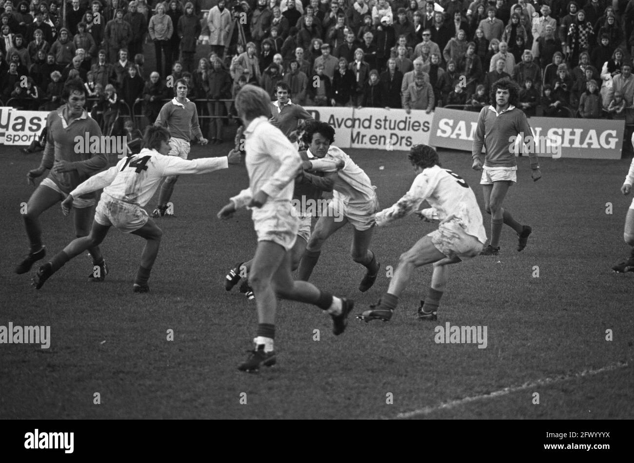 Rugby international Netherlands against West Germany, game moments, October 19, 1974, rugby, The Netherlands, 20th century press agency photo, news to remember, documentary, historic photography 1945-1990, visual stories, human history of the Twentieth Century, capturing moments in time Stock Photo