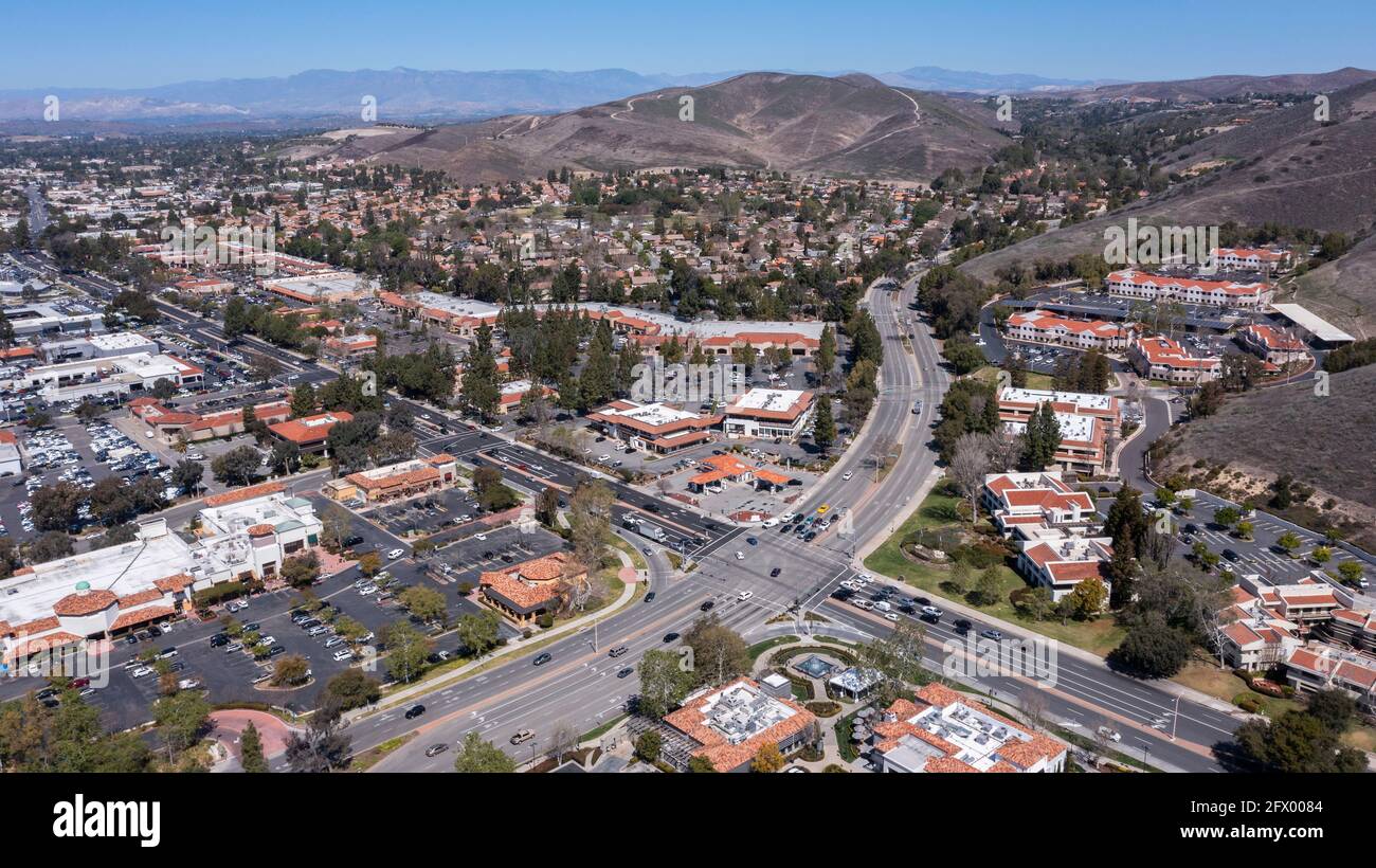 Aerial daytime view of the downtown area of Thousand Oaks, California, USA Stock Photo Alamy