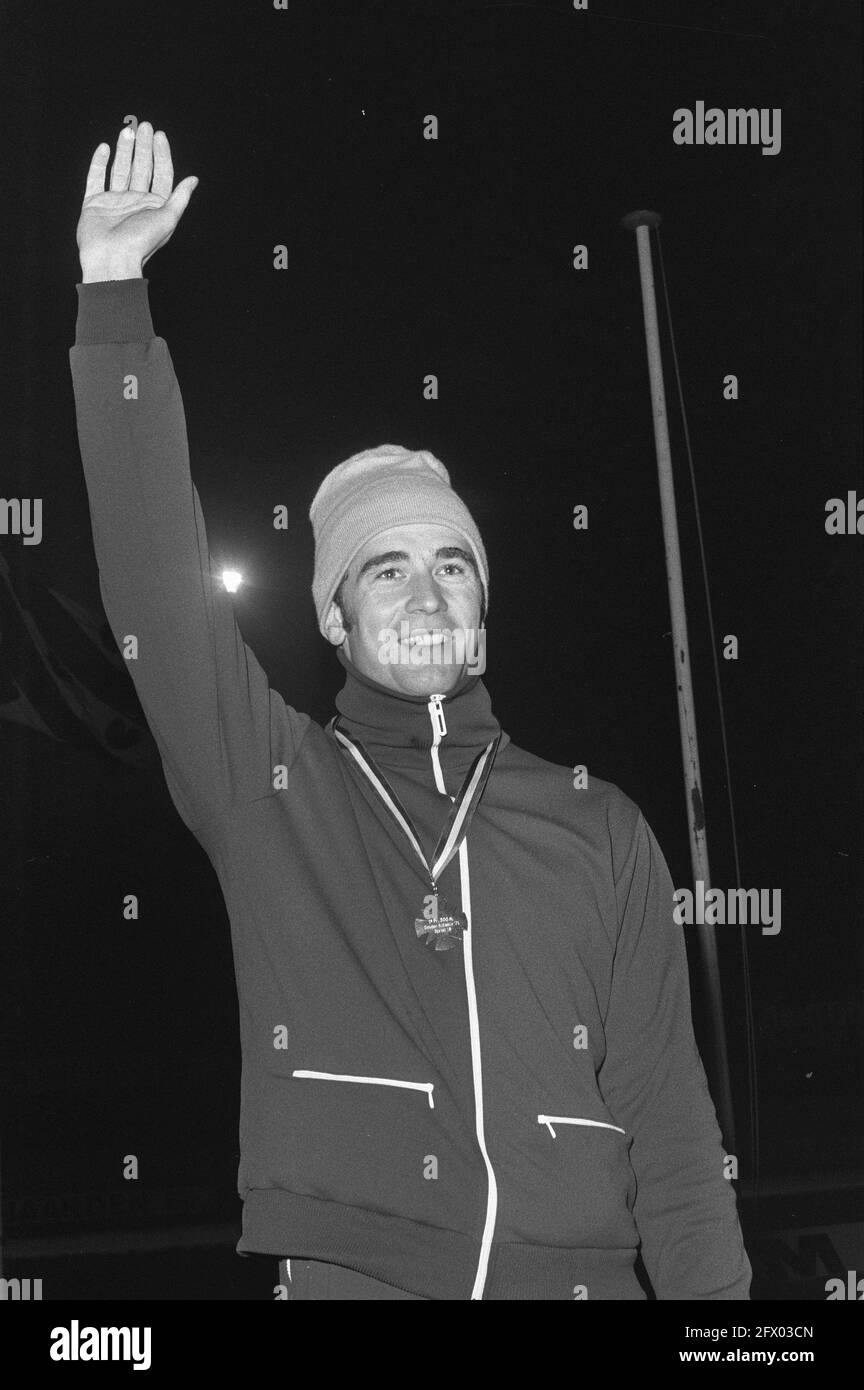Speed skating competition in Heerenveen for the Golden Skate, nr. 22, 23 Erhard Keller, head, 18 December 1971, WEDSTRIES, speed skating, sports, The Netherlands, 20th century press agency photo, news to remember, documentary, historic photography 1945-1990, visual stories, human history of the Twentieth Century, capturing moments in time Stock Photo
