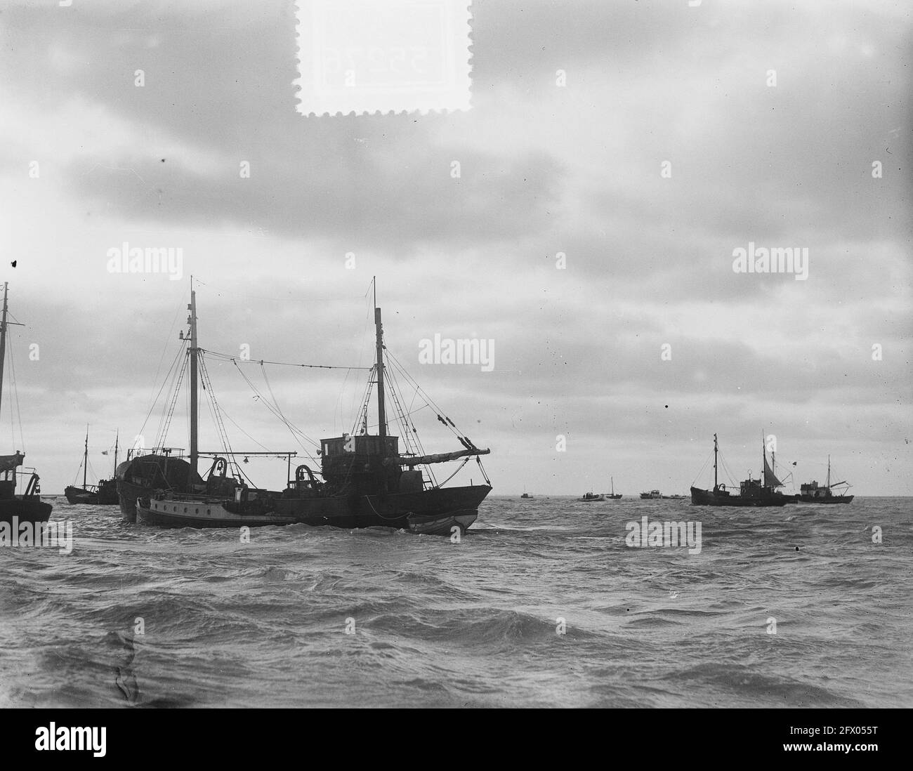 Ships on Haringvliet on their way to Zierikzee, February 5, 1953, ships, flood, The Netherlands, 20th century press agency photo, news to remember, documentary, historic photography 1945-1990, visual stories, human history of the Twentieth Century, capturing moments in time Stock Photo