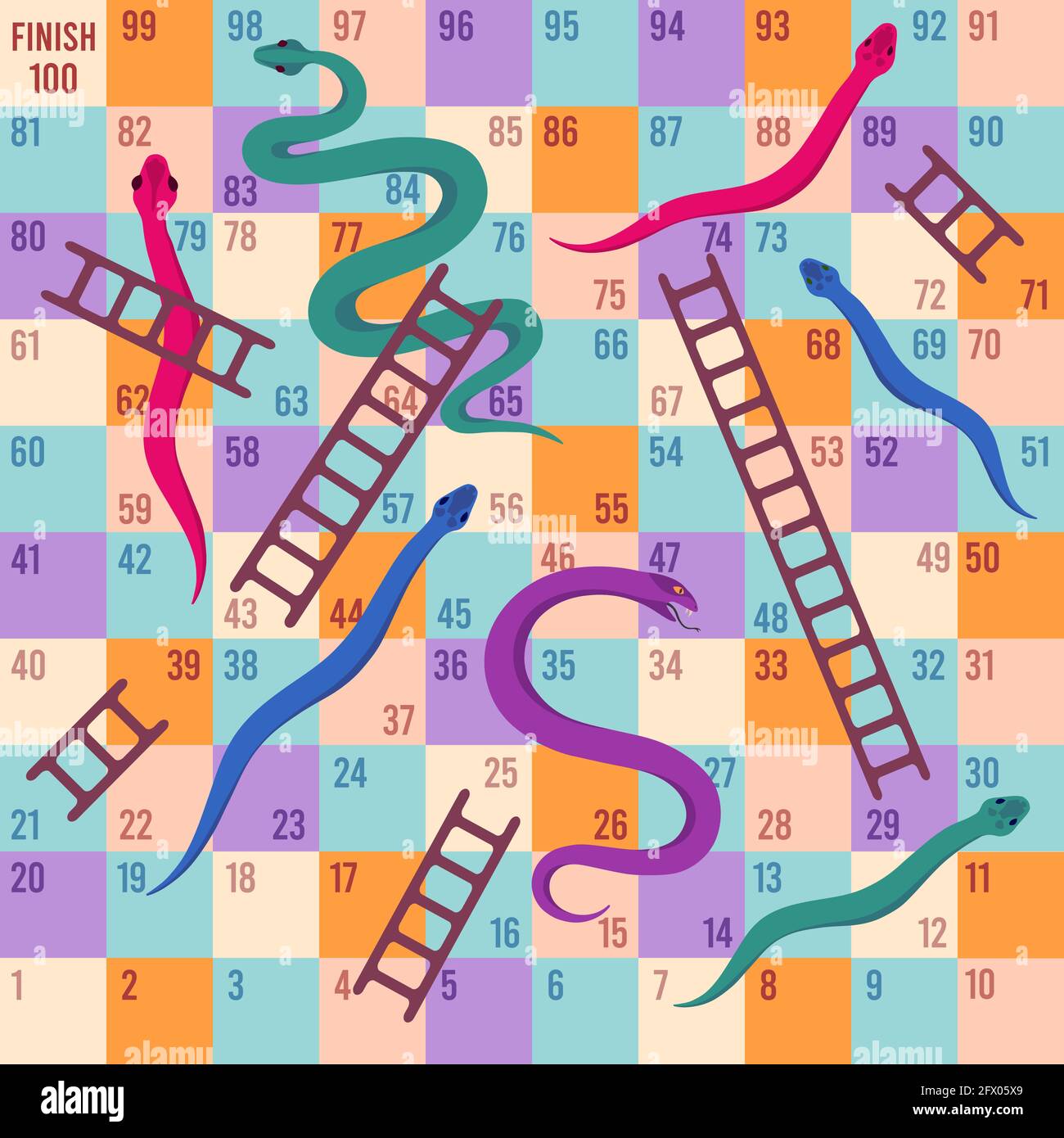 Snakes and ladders. Kids dice board game. Climbing puzzle map for children  play activity. Fun traveling boardgame cartoon vector template Stock Vector  Image & Art - Alamy