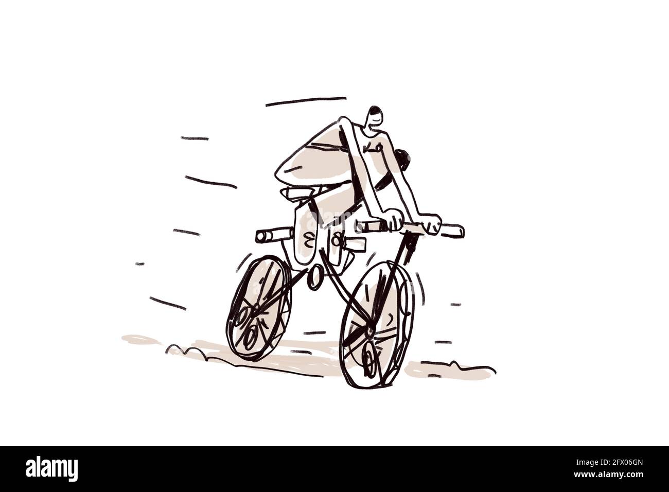 Happy funny guy on cycle in sit in a strange way. Parody Humor Cartoon  Sketch wash drawing ink. Entertaining Comic strip caricature sketch Stock  Photo - Alamy