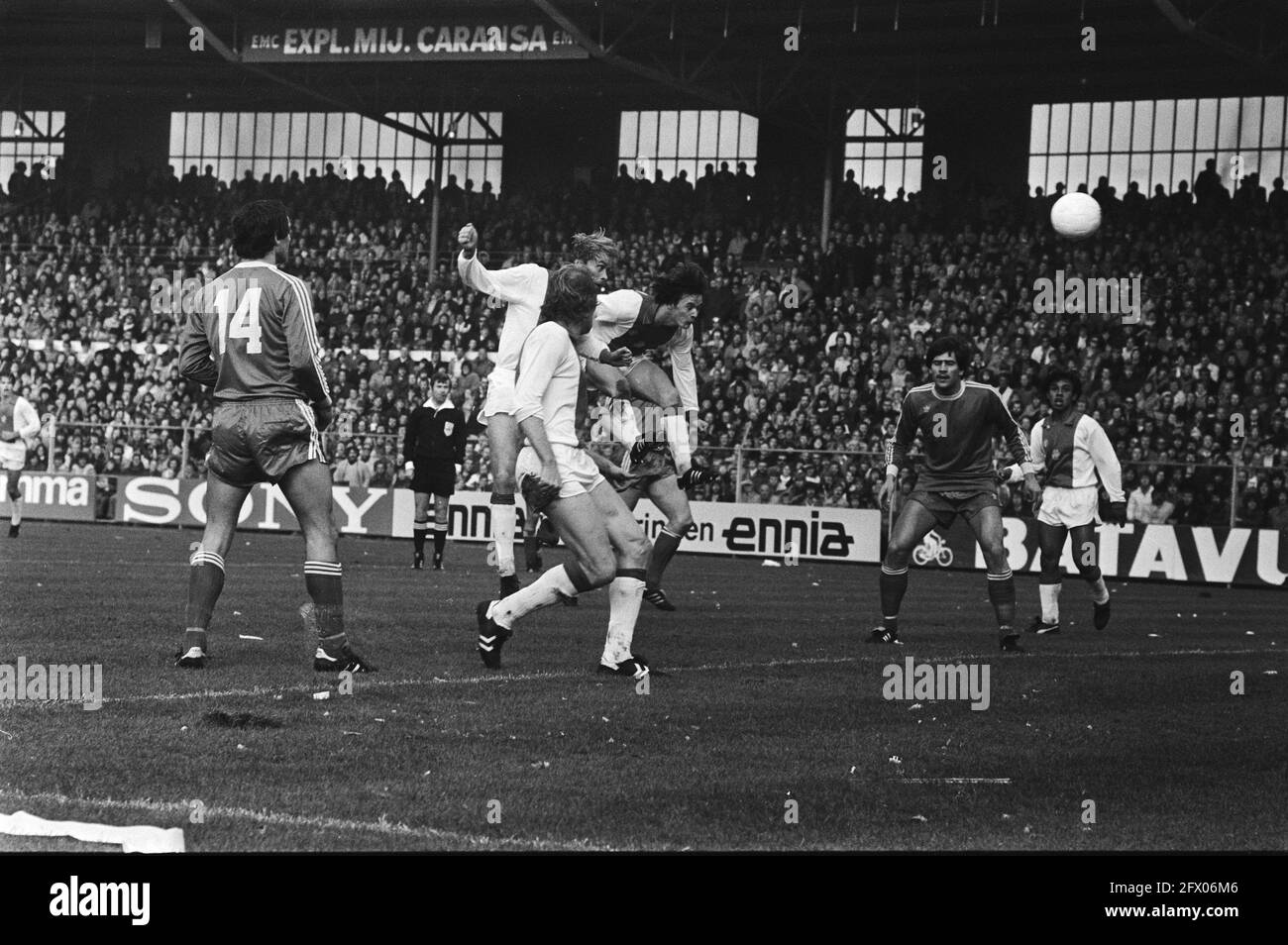 Elinkwijk against VVV 2-0, KNVB cup, Van der Bosch (left) is going to score  1-0, December 10, 1972, sports, soccer, The Netherlands, 20th century press  agency photo, news to remember, documentary, historic