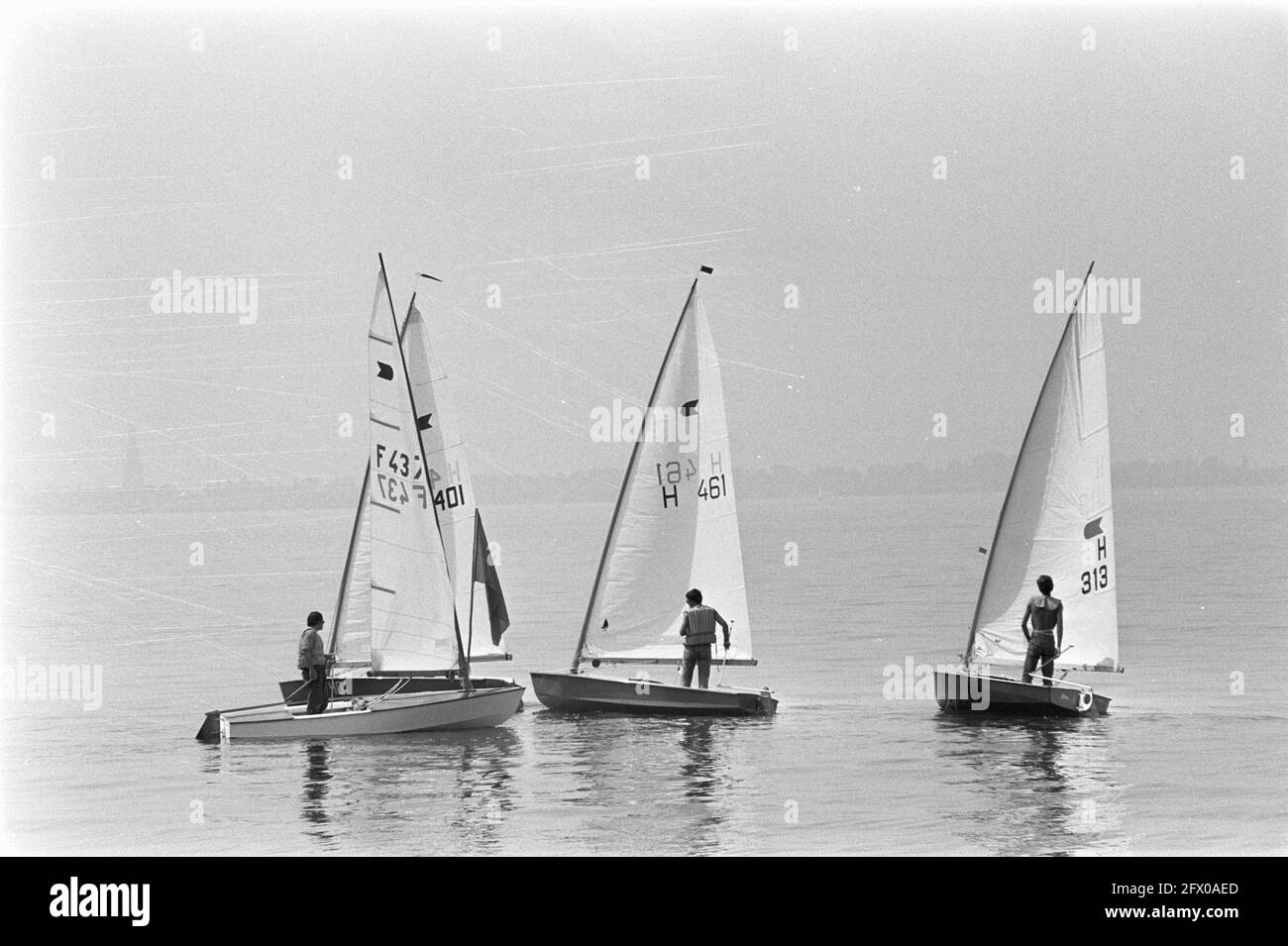 European championships OK-jollies on the IJsselmeer; survey of races, July 31, 1970, CHAMPIONSHIPS, CONTEST, jollies, overviews, The Netherlands, 20th century press agency photo, news to remember, documentary, historic photography 1945-1990, visual stories, human history of the Twentieth Century, capturing moments in time Stock Photo