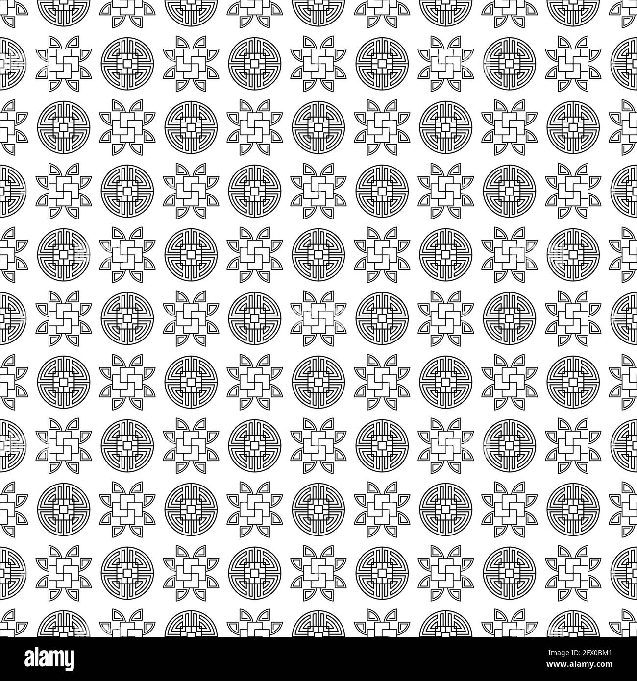Traditional chinese, japanese, asian vector seamless patterns. Stock Vector
