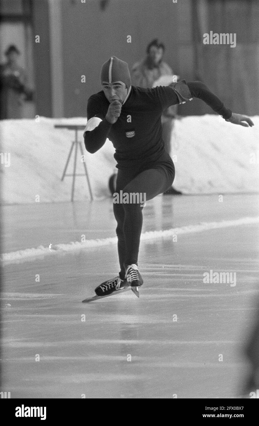 European championships ice skating men at Innsbruck (see also 231857 ff.) 11 Erhard Keller i.a., 12 Kees Verkerk i.a., 13 Jappie van Dijk in action, January 24, 1970, SCHATSEN, sport, The Netherlands, 20th century press agency photo, news to remember, documentary, historic photography 1945-1990, visual stories, human history of the Twentieth Century, capturing moments in time Stock Photo
