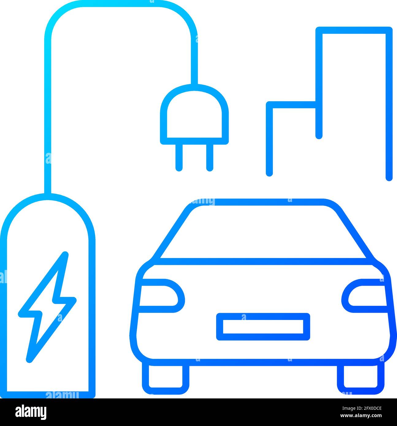 On street residential EV charging gradient linear vector icon Stock Vector