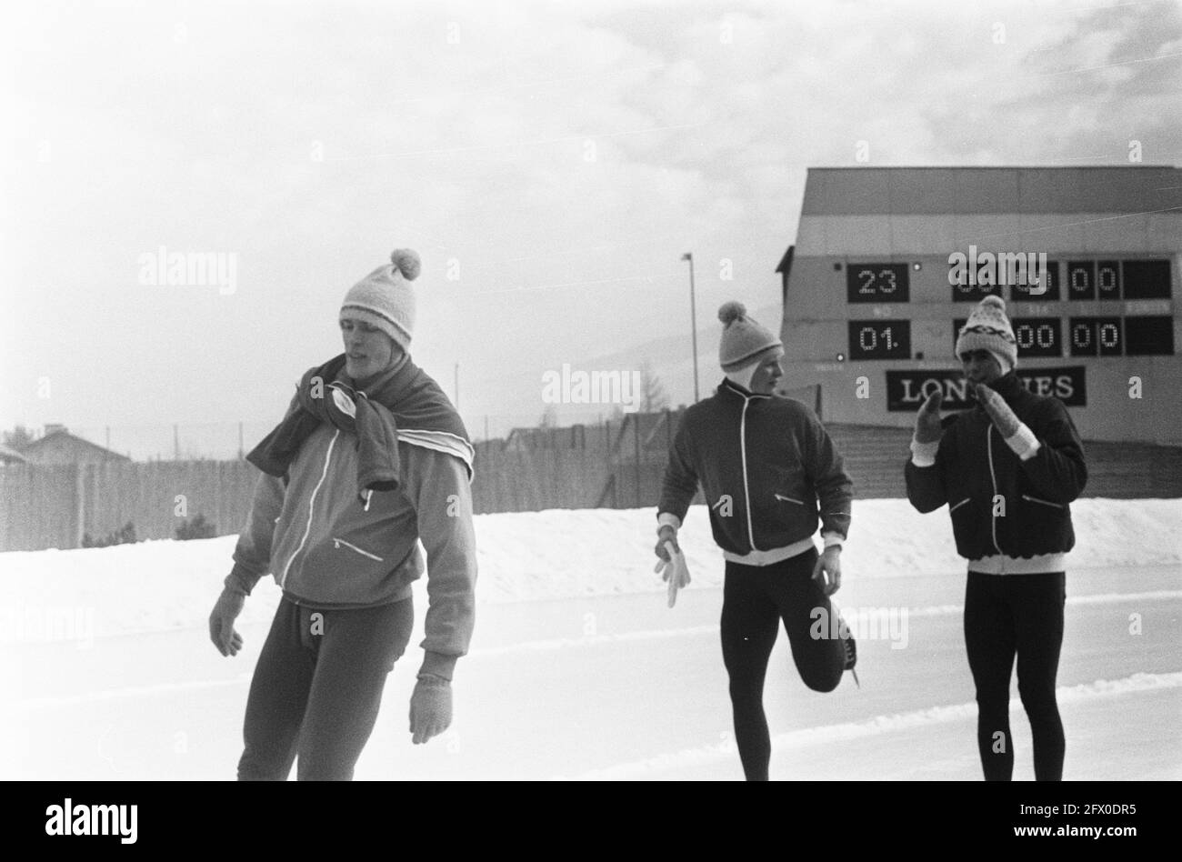 European Speed Skating Championships at Innsbruck. 9.10 Schenk, 11 Erhard Keller (Germany) 12 Pfrommer and Jappie van Dijk, January 24, 1970, Championships, speed skating, sports, The Netherlands, 20th century press agency photo, news to remember, documentary, historic photography 1945-1990, visual stories, human history of the Twentieth Century, capturing moments in time Stock Photo