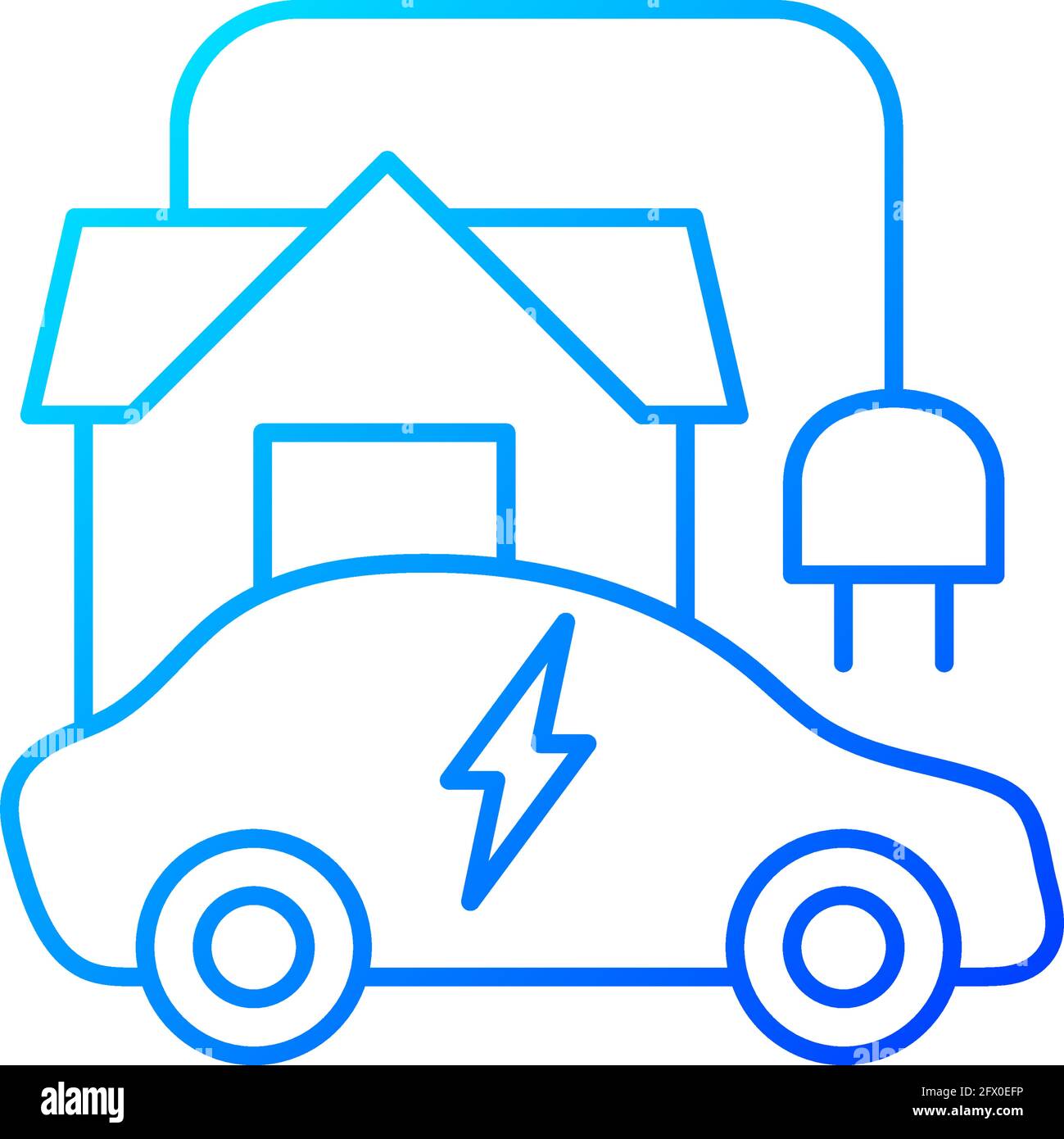 Home EV charging point gradient linear vector icon Stock Vector