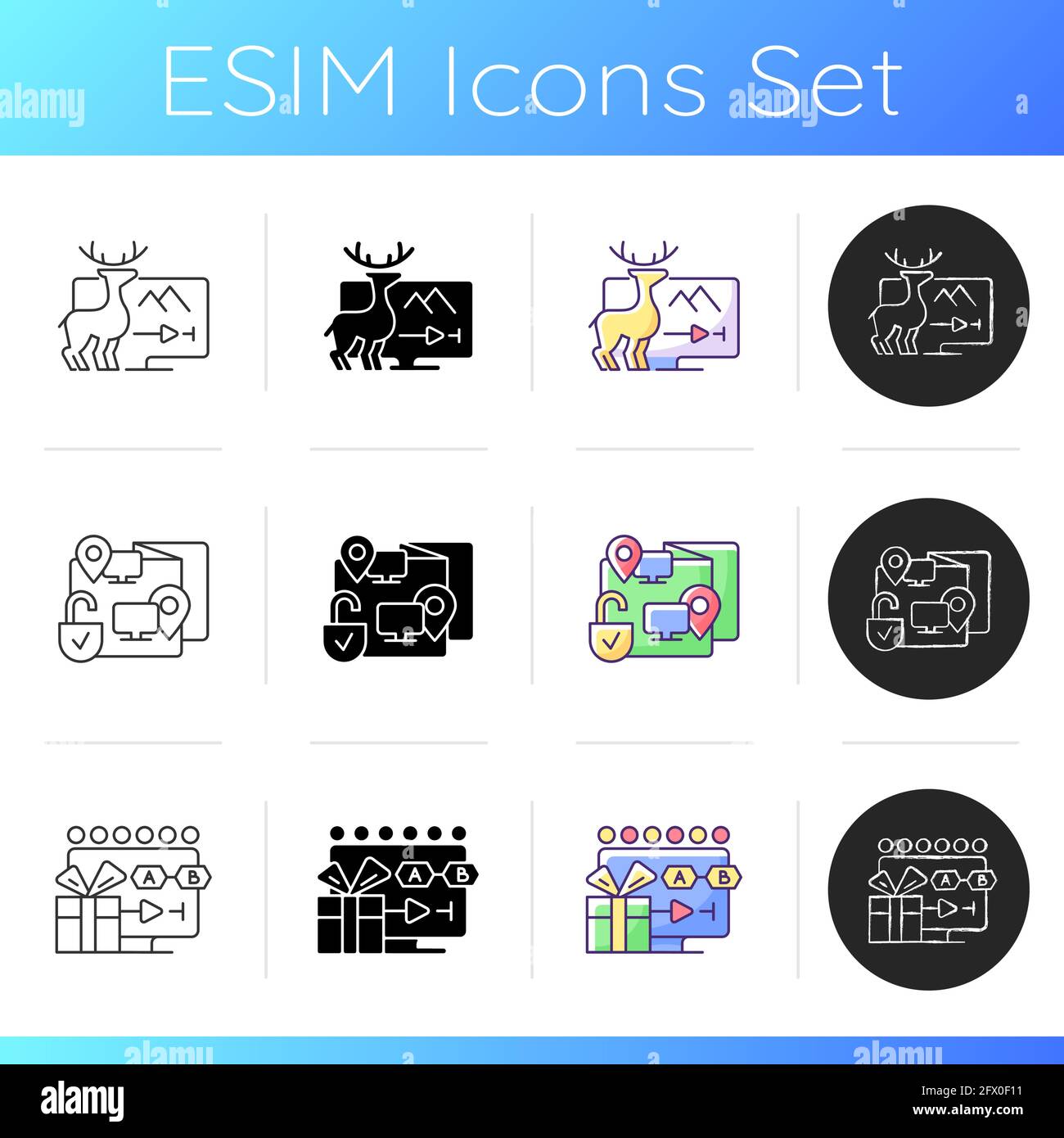 Broadcast services icons set Stock Vector