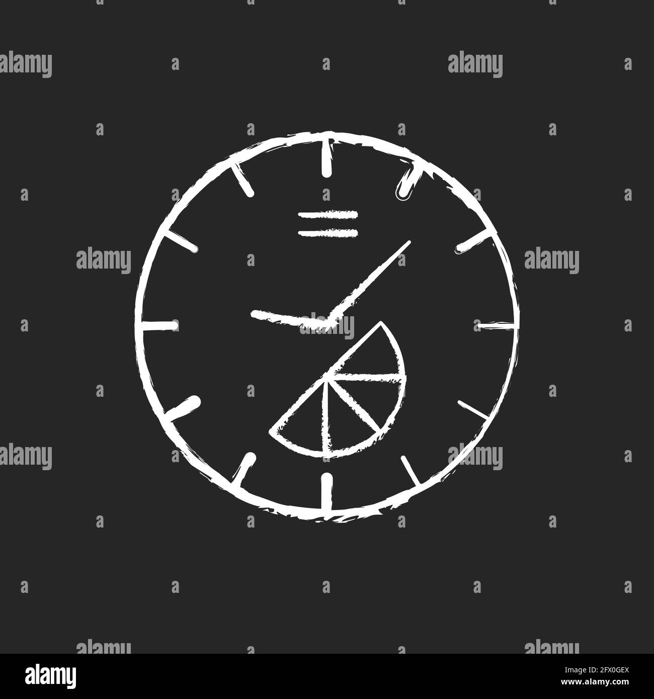 Branded clock chalk white icon on black background Stock Vector