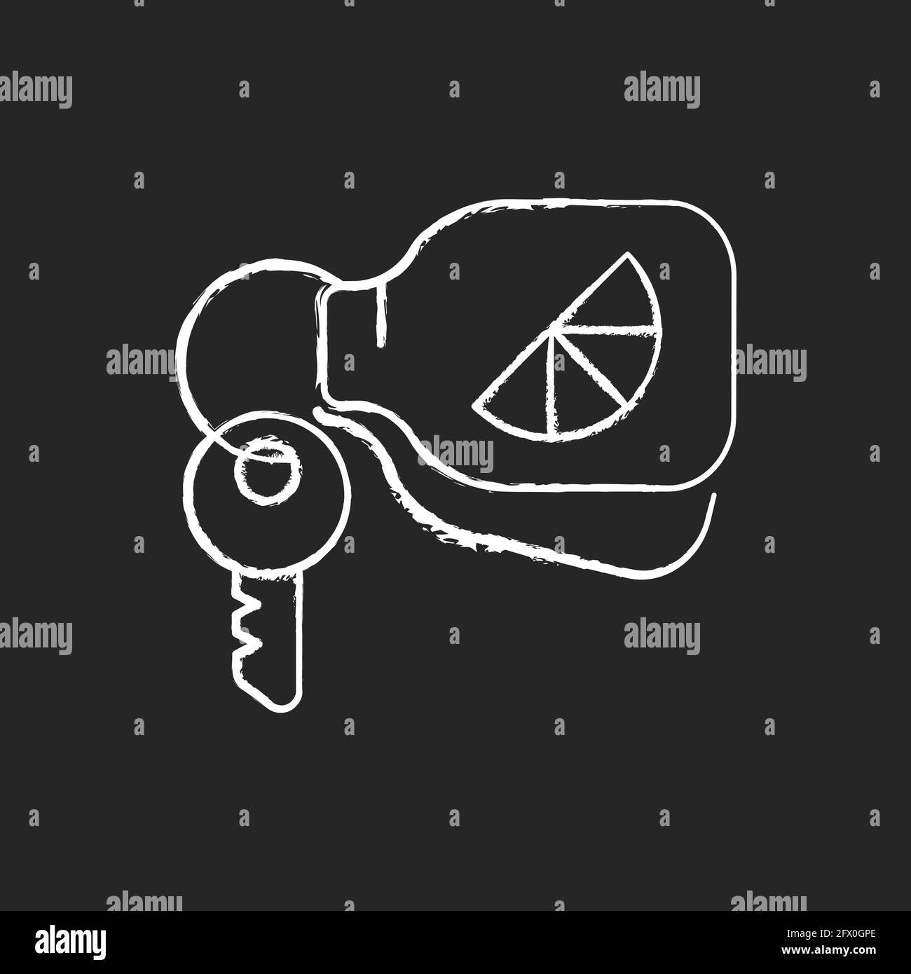 Branded keyring chalk white icon on black background Stock Vector