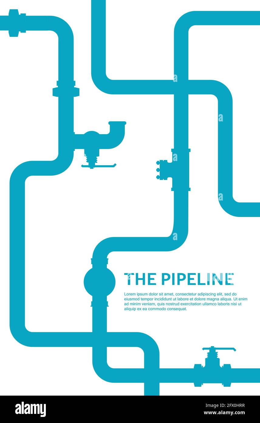 Pipeline infographic. Oil, water or gas flat valve vector design isolated on white. Stock Vector