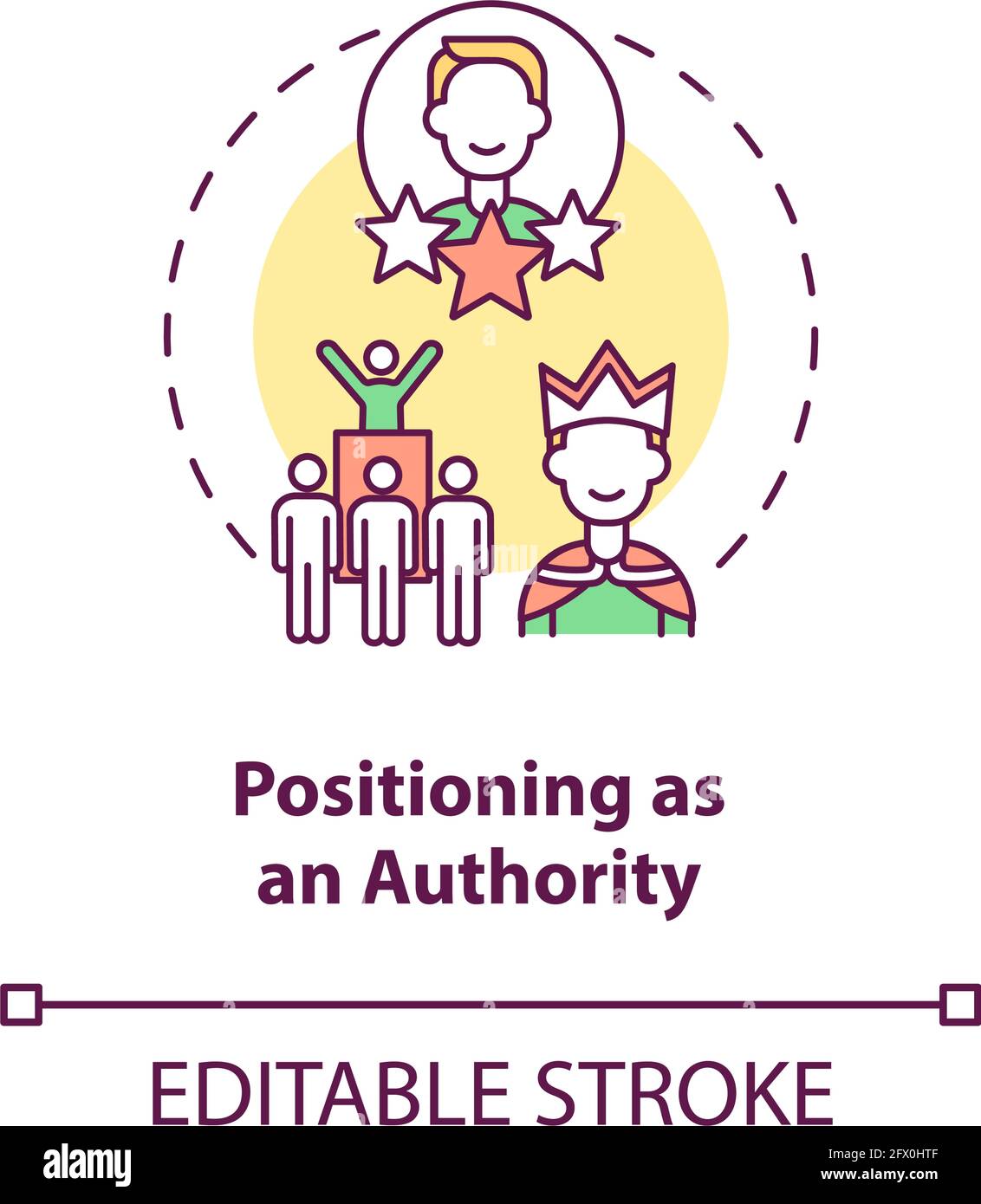 Positioning as authority concept icon Stock Vector