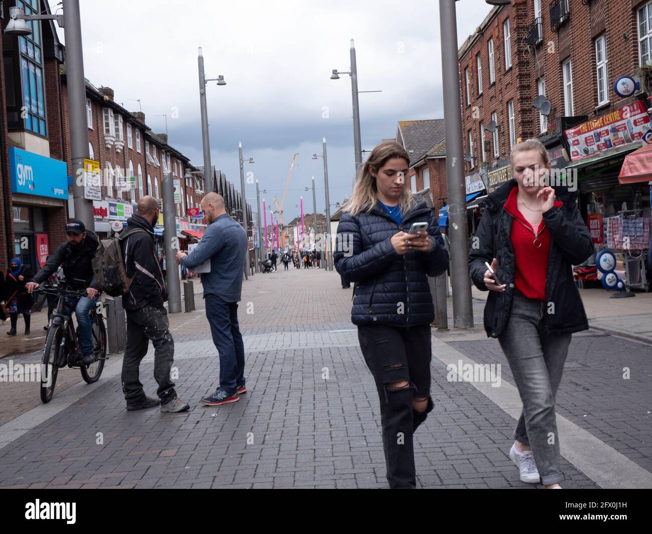 Shoppers in Walthamstow High Street, London Stock Photo