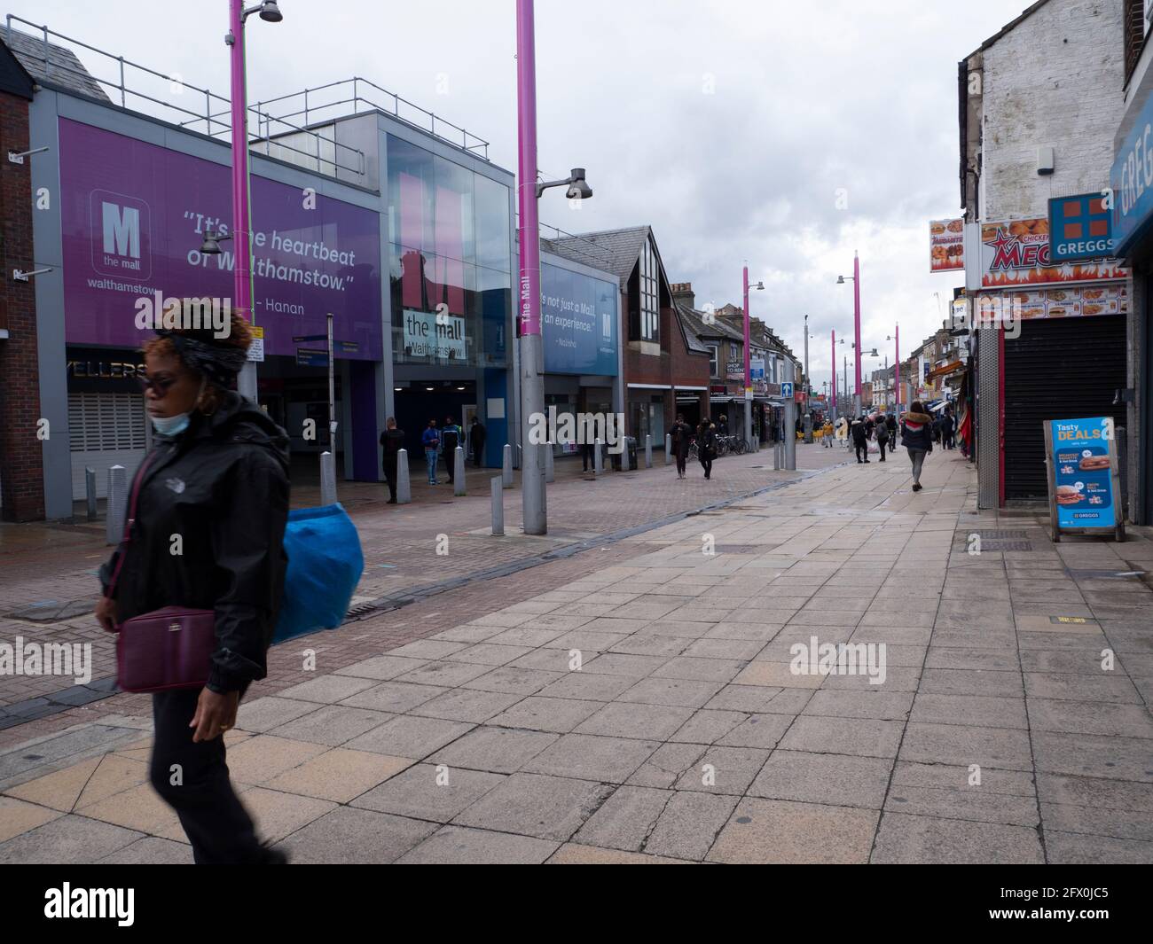 Walthamstow High Street, London with The Mall in  background Stock Photo