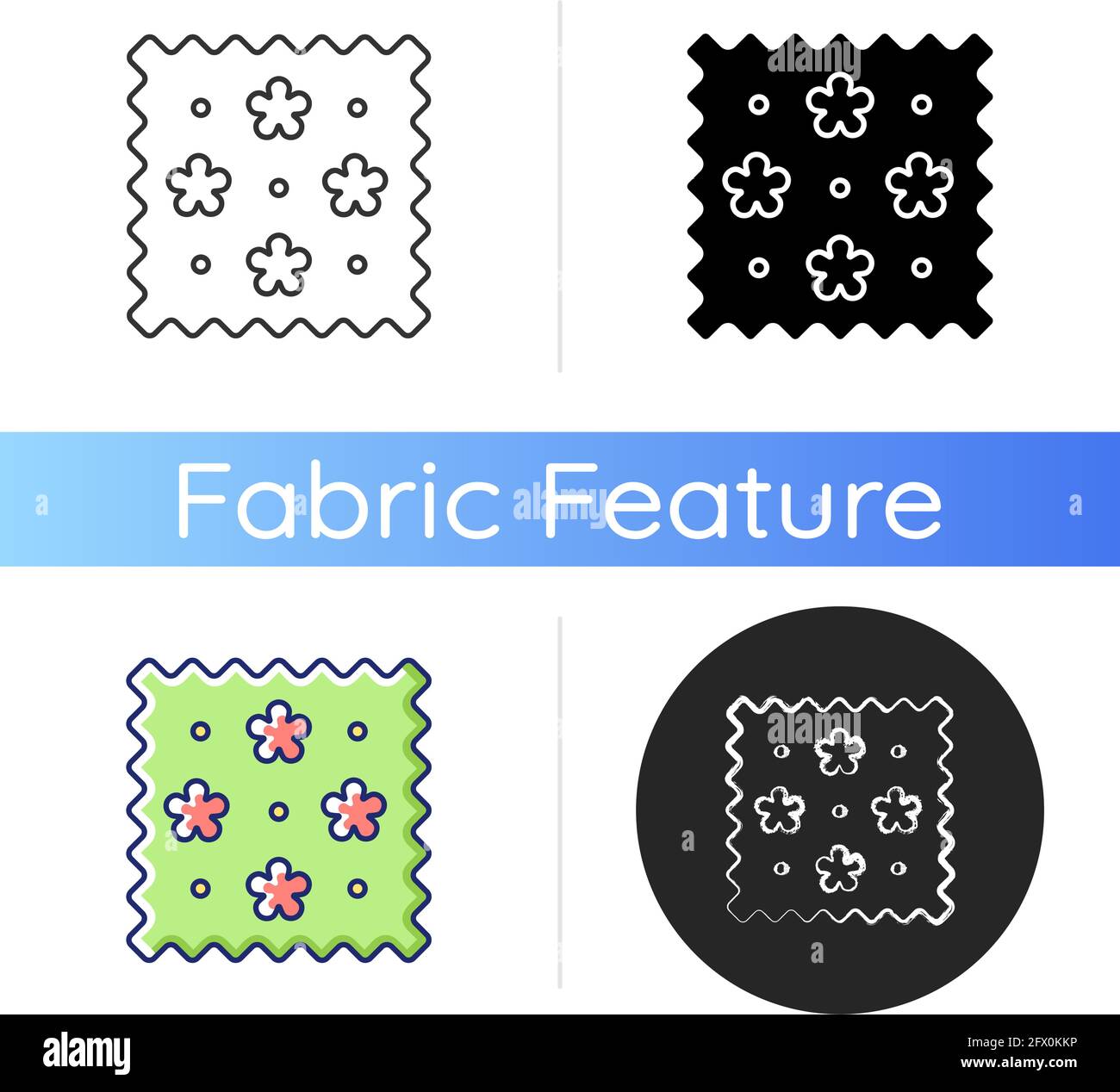 Abstract print pattern on fabric icon Stock Vector
